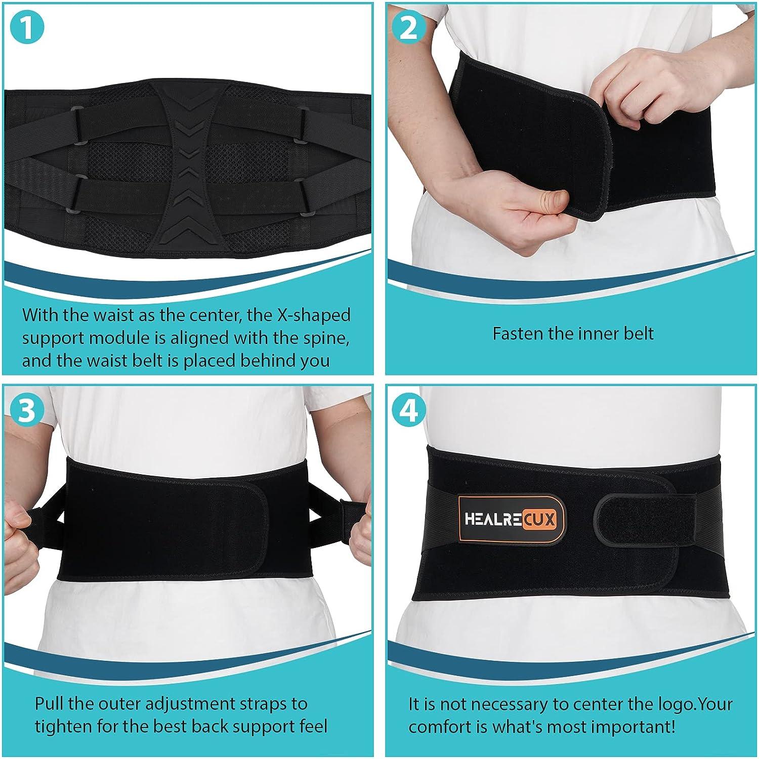 AONOKOY Back Brace for Men Women Lower Back Pain Relief with 7 Stays Back  Support Belt with Dual Adjustable Straps Lumbar Support Belt for Herniated  Disc Sciatica Scoliosis L/XL(Waist:29.5-41.3 L/XL Black