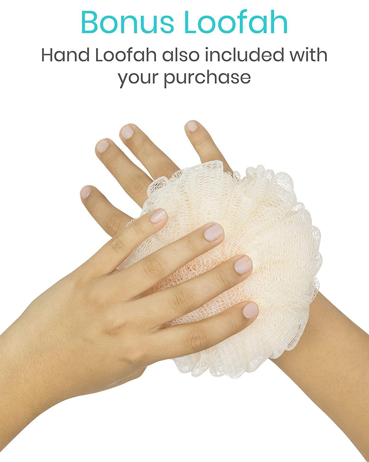 Vive Loofah Sponge Back Scrubber Men Women Long Handled Exfoliating