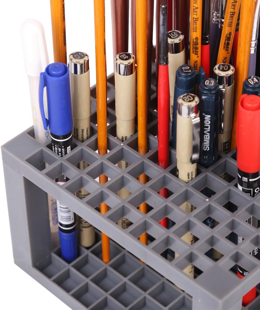 TRANSON Paint Brush Holder Organizer 96 Slots Desk Caddy for Pens Pencils  Brushes Markers