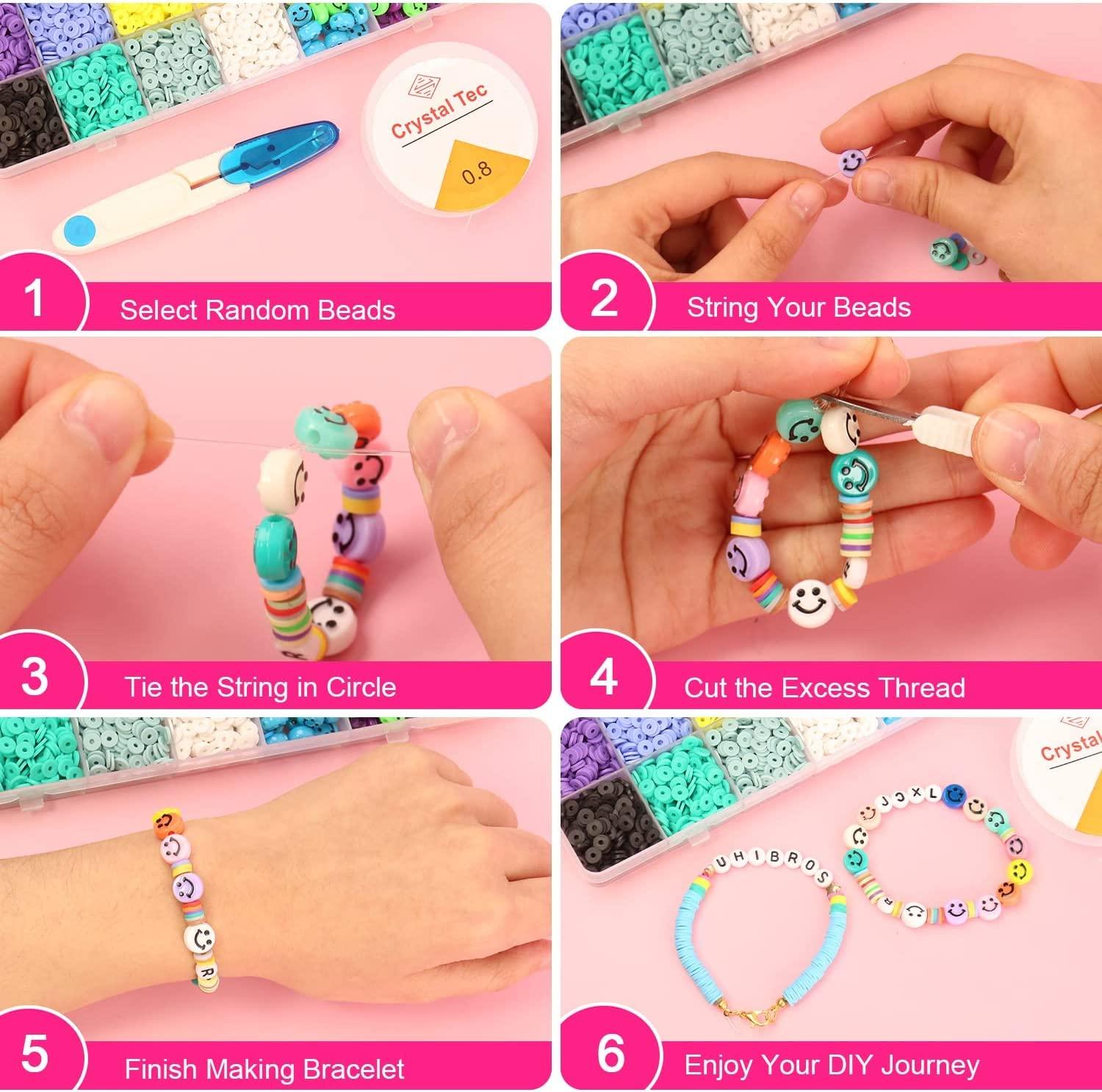 6200 Pcs Clay Beads Bracelet Making Kit Friendship Jewelry Kit Girls Kids  Gifts