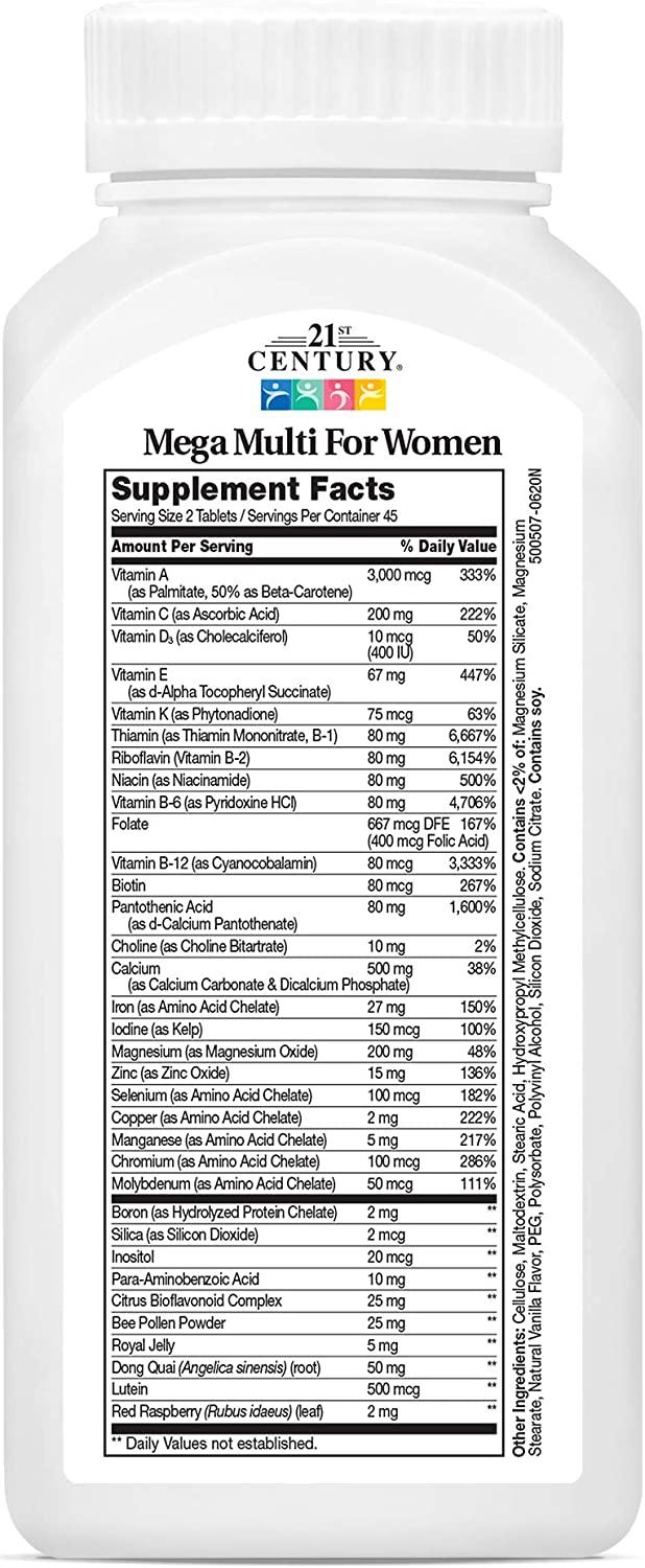 21st Century Mega Multi for Women - Premium Multivitamin & Multimineral ...