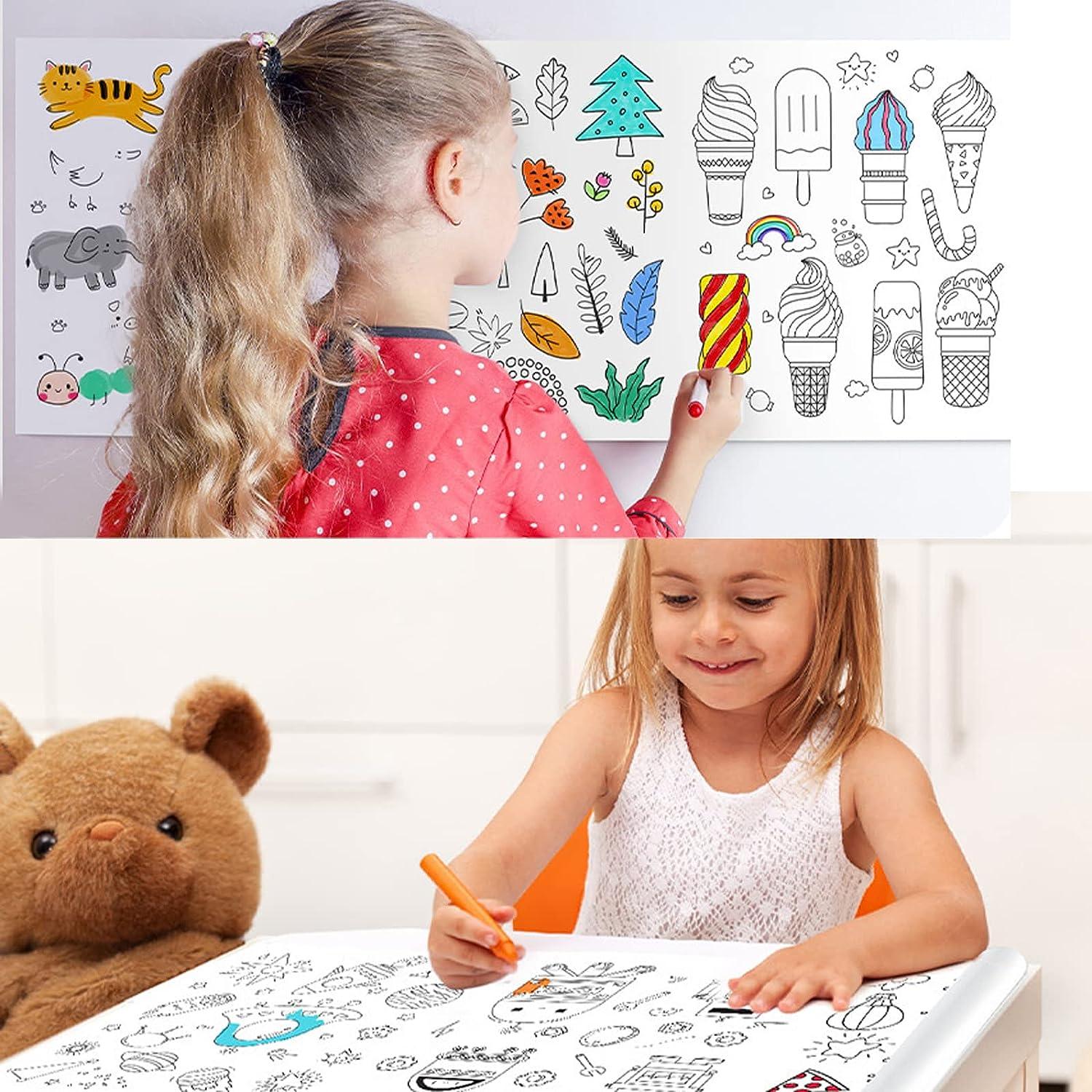 Children's Drawing Roll - Coloring Paper Roll for Kids, Drawing Paper Roll  DIY Painting Drawing Color Filling Paper, 118*11.8 Inches(No Glue)