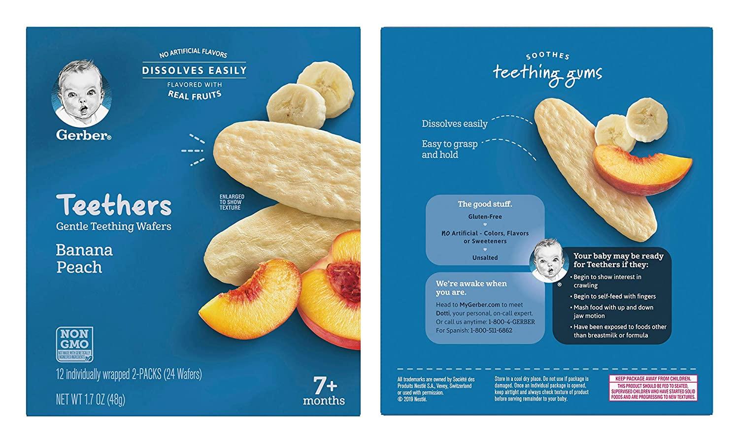 Gerber Teethers Gentle Teething Wafers Variety Pack Banana Peach