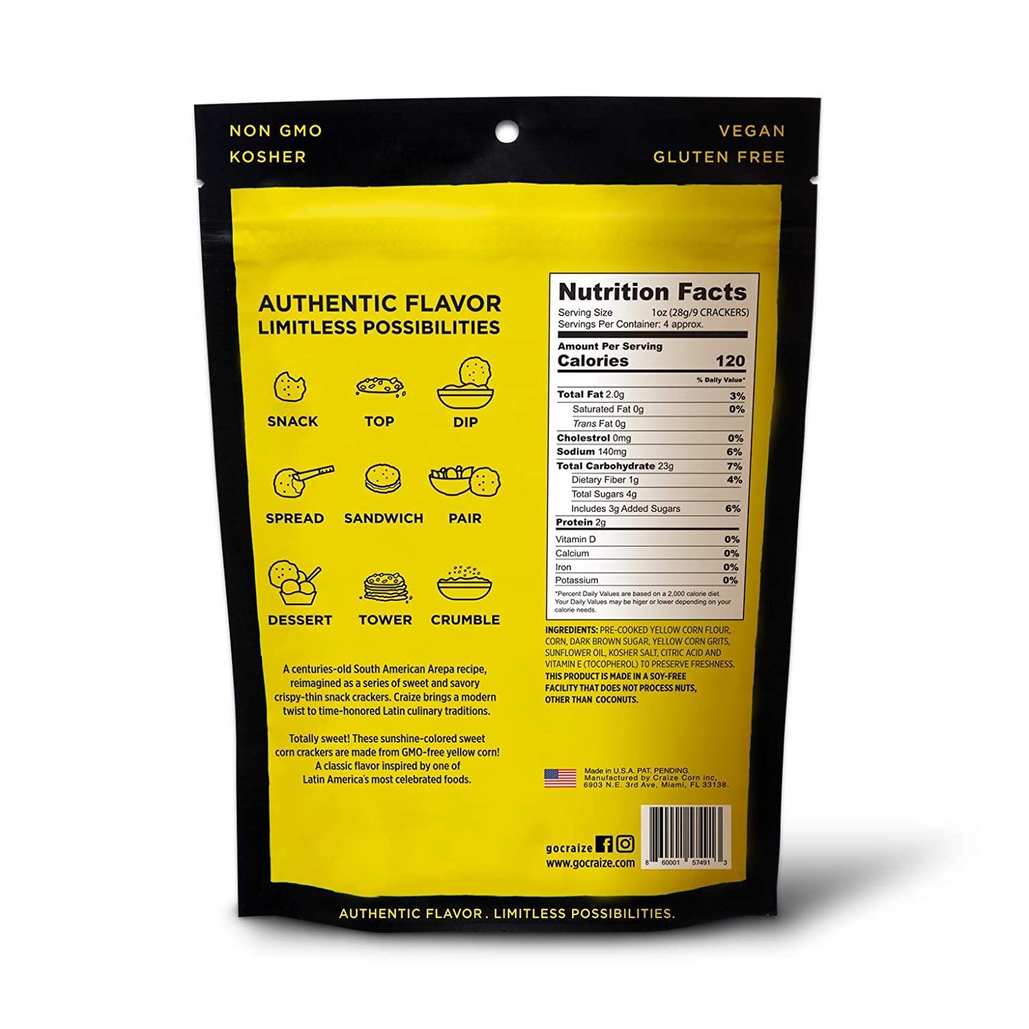 Craize Thin & Crunchy Toasted Corn Crackers Sweet Corn Flavor Healthy