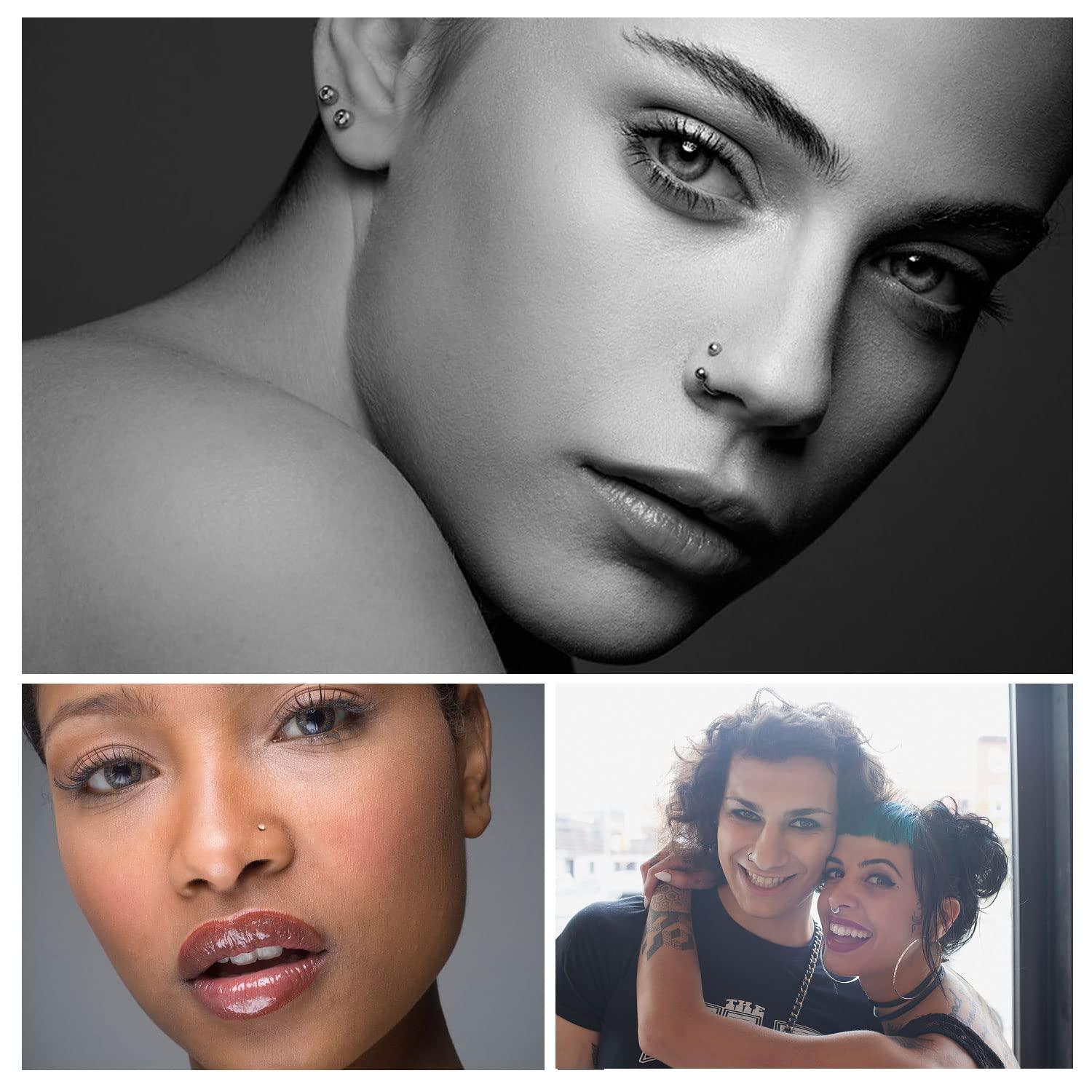 Nose Piercing Kit, 2 Pack Disposable Self Nose Piercing Gun with 10 Pcs