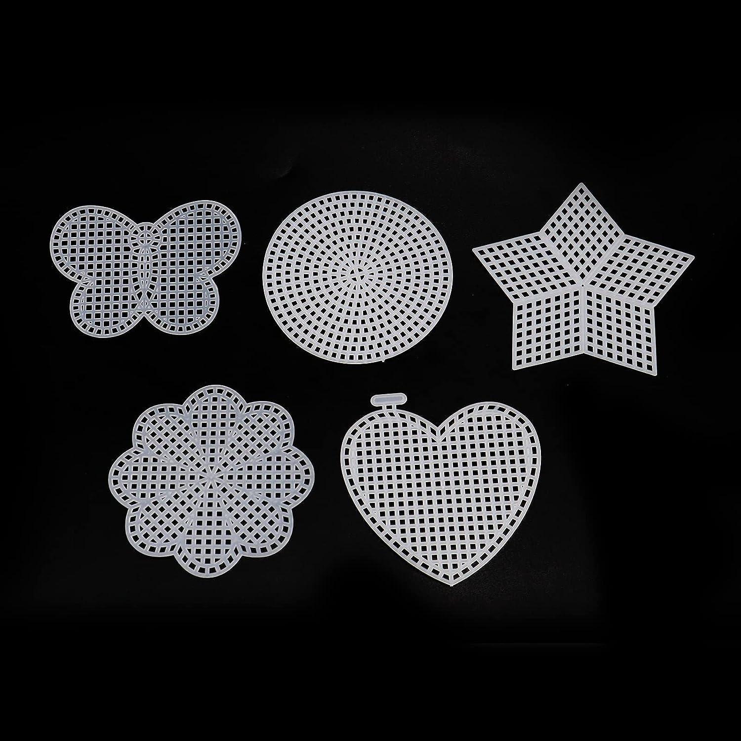 MY MIRONEY Mesh Plastic Canvas Kits 25 Pieces 5 Shapes Blank Mesh Canvas  Plastic Sheets Embroidery Craft Knit Tools Round, Flower, Butterfly, Star,  Heart