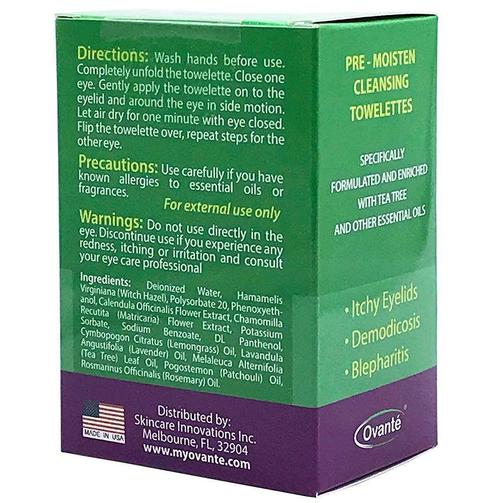 Ovante Eyelid Wipes With Coconut Tea Tree Oil For Demodex Blepharitis