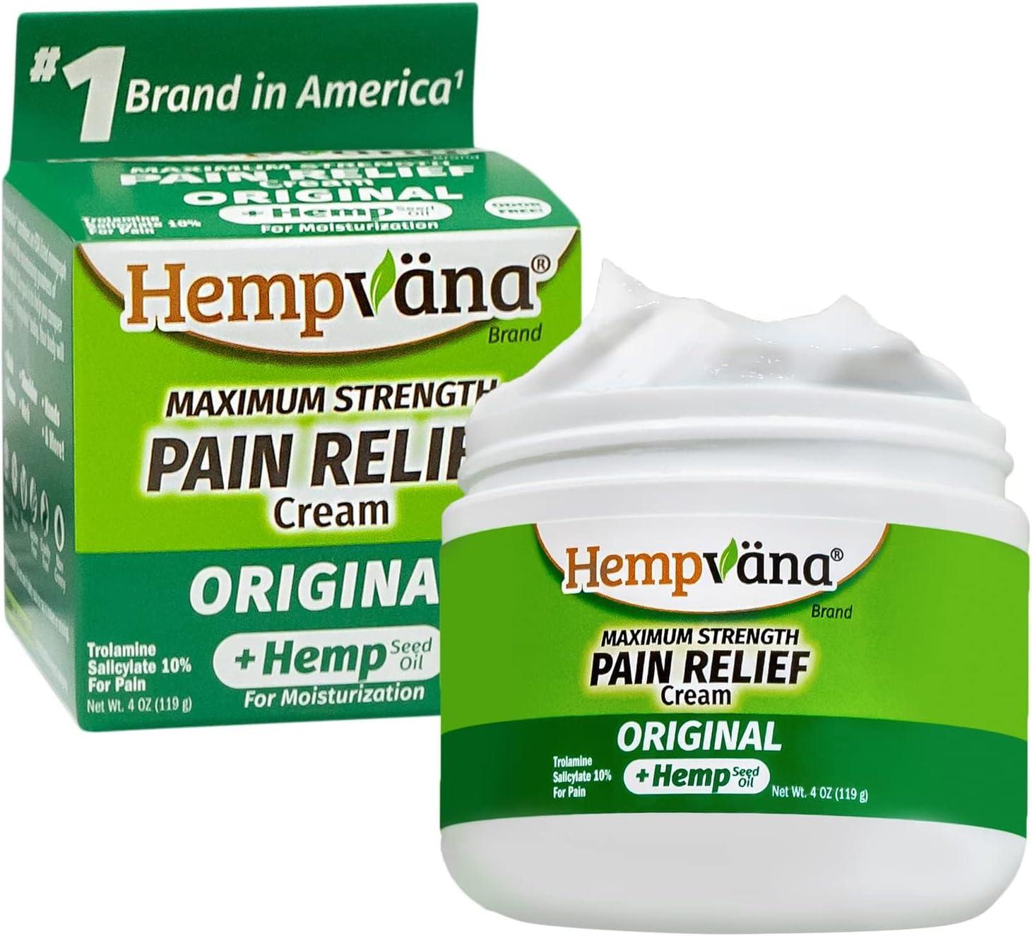 Hempvana Original Pain Relief Cream Maximum Strength 4 Oz Jar Fast