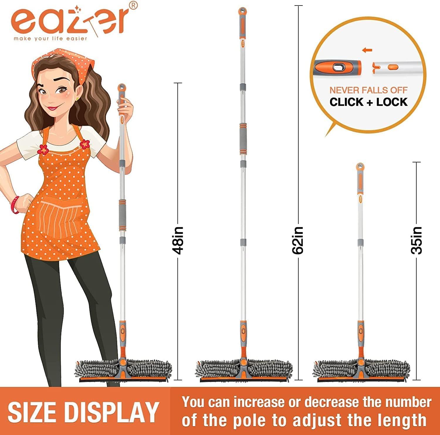 eazer Squeegee Window Cleaner 2 in 1 Rotatable Window Cleaning Tool Kit  with Elbow/Straight Extension Pole, 62 Window Washing Equipment with  Bendable Head for Indoor/Outdoor Car Glass