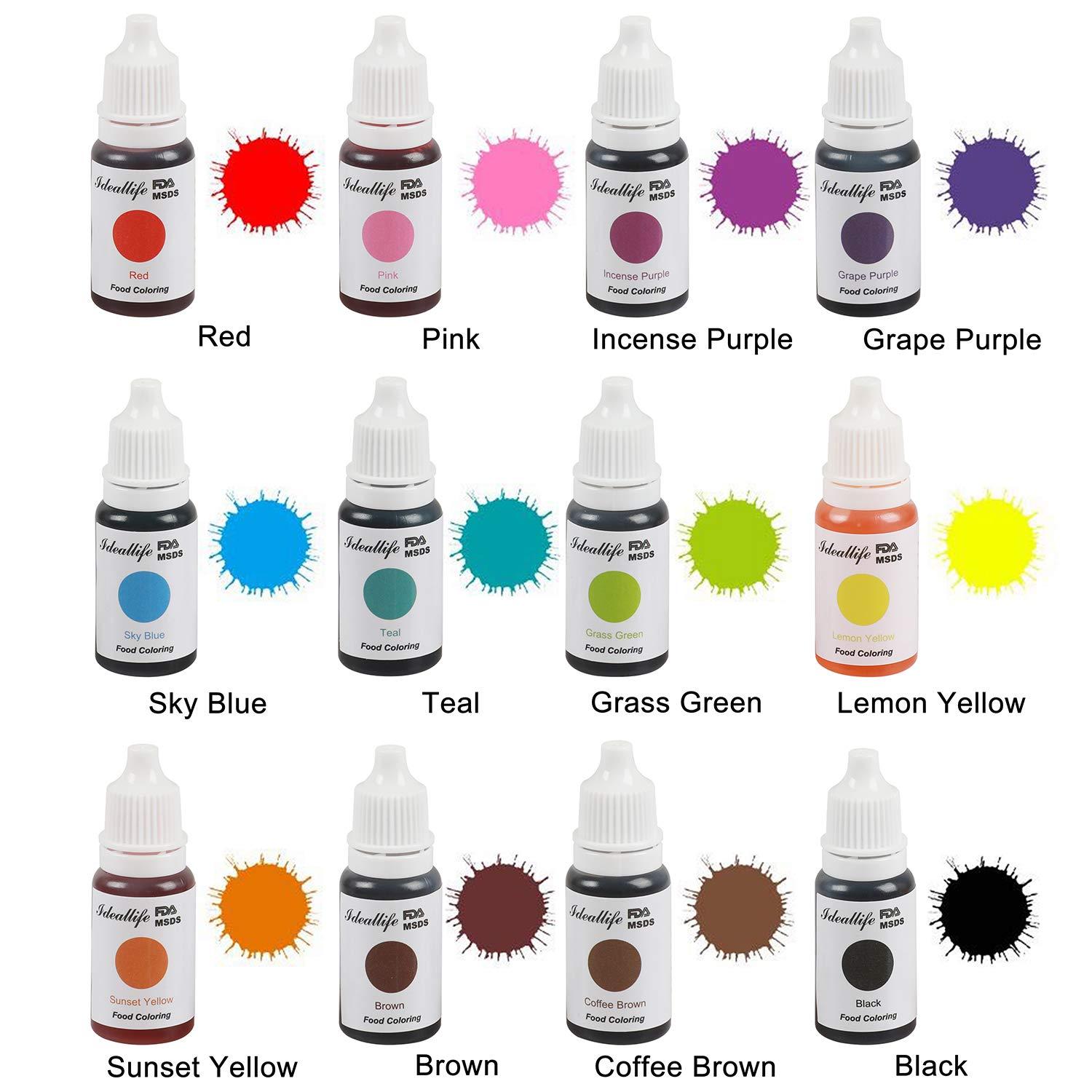 12 Colors Food Coloring, ideallife Food Grade Vibrant Cake Food