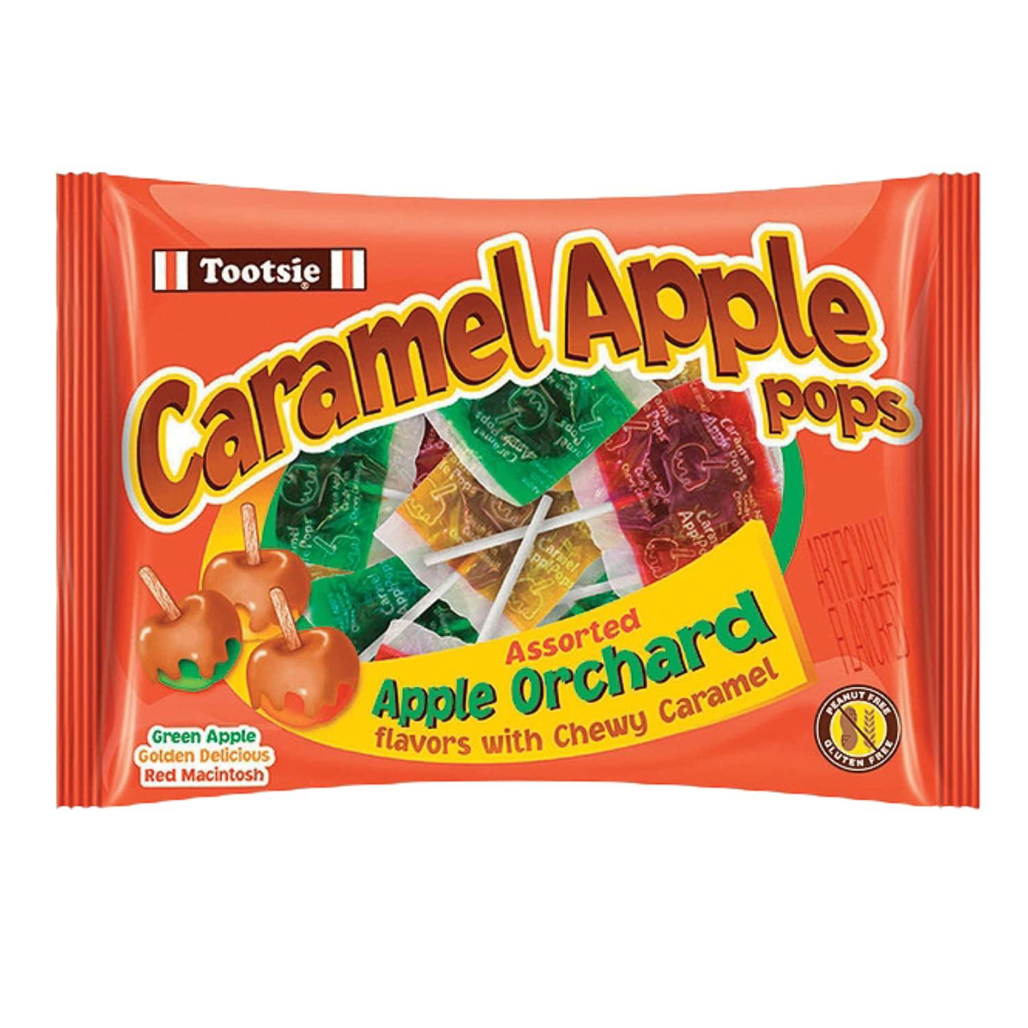 Caramel Apple Lollipops, Green, Golden, and Red Apples Flavored Suckers