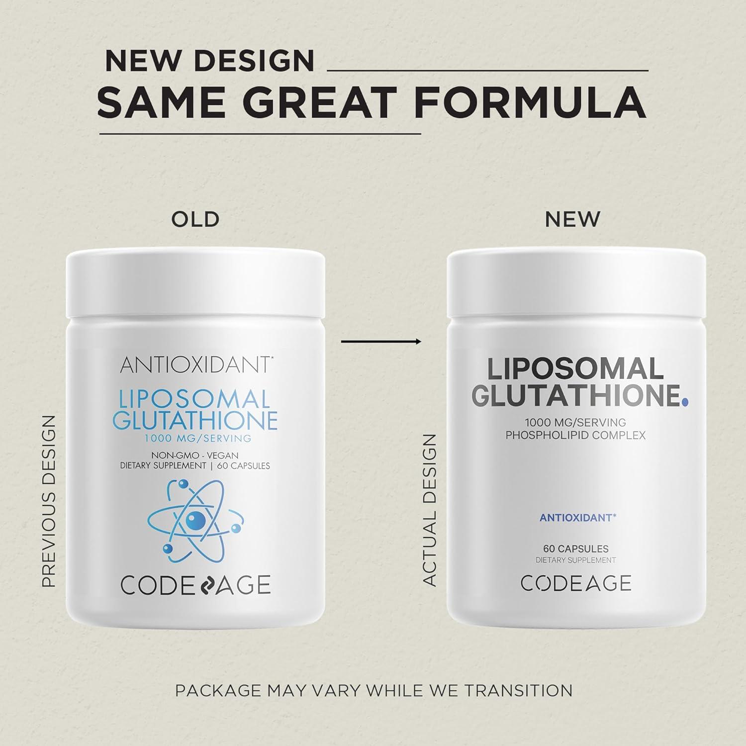 Codeage Liposomal Glutathione 1000mg Capsules - Antioxidant Complex with  Essential Phospholipids - Vegan - 60 ct | Buy Now with Express  International Delivery | GoSupps.com