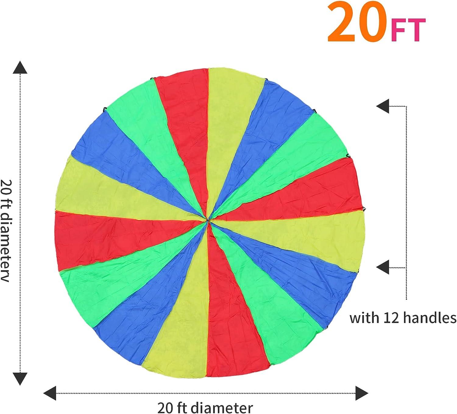 thumbnail image 2 of Dulousia Kids Play Parachute - 20ft Rainbow Parachute With Handles For Group Games & Activities 2 of 14
