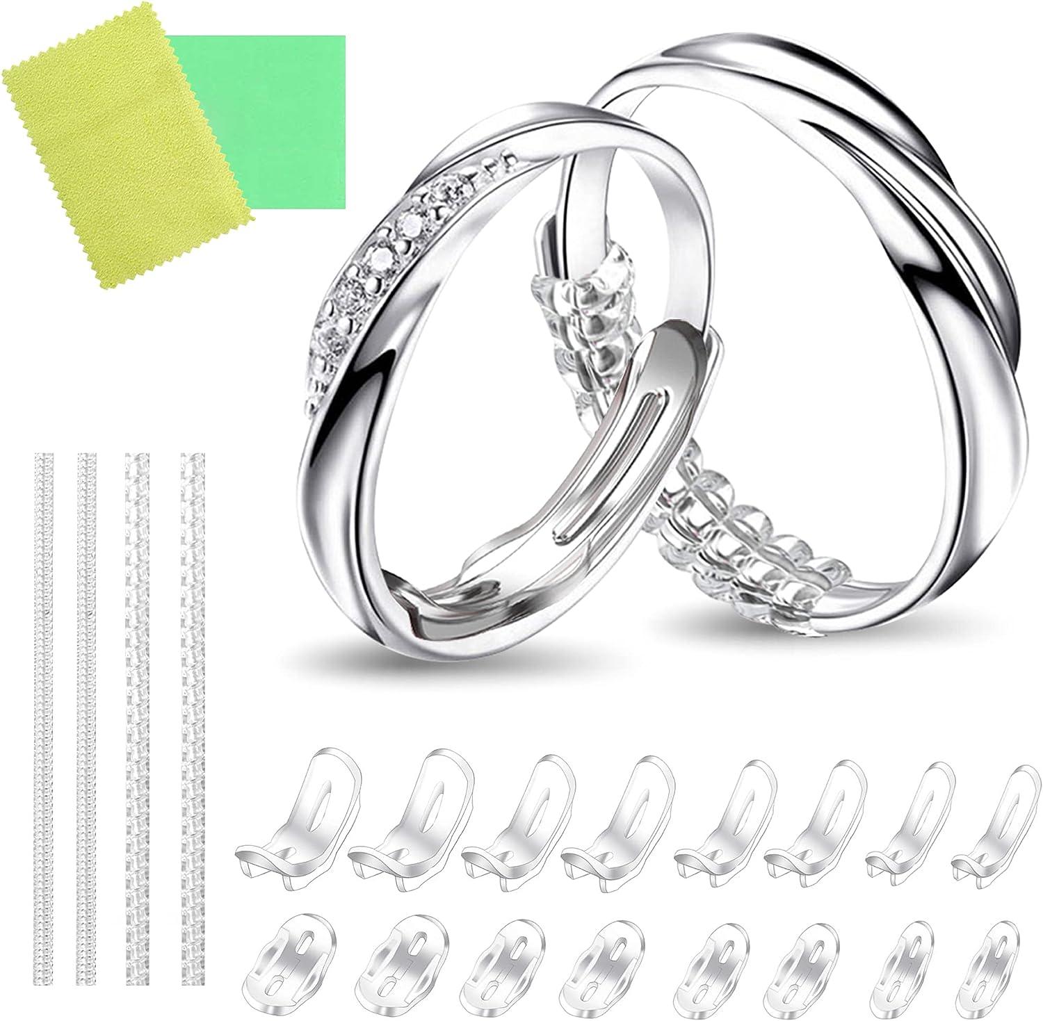 Cheap DIY 16Pcs Ring Guard Ring Sizer for Loose Rings Ring Size Adjusters  for Wedding Rings 4 Style Ring Spacers Spiral Tightener