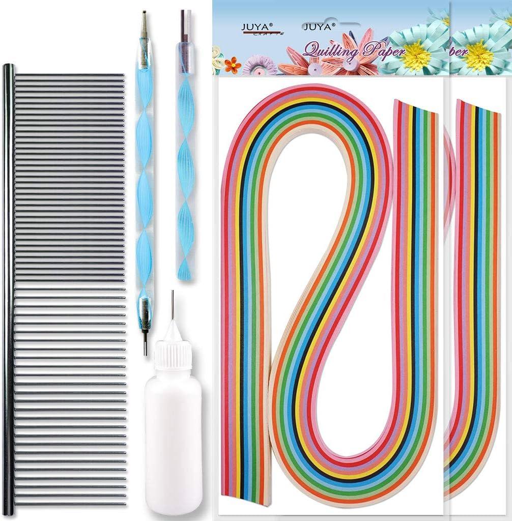 JUYA Paper Quilling Kit with 960 Strips and 14 Tools (Pink Tools, Width 3mm  Have Glue)