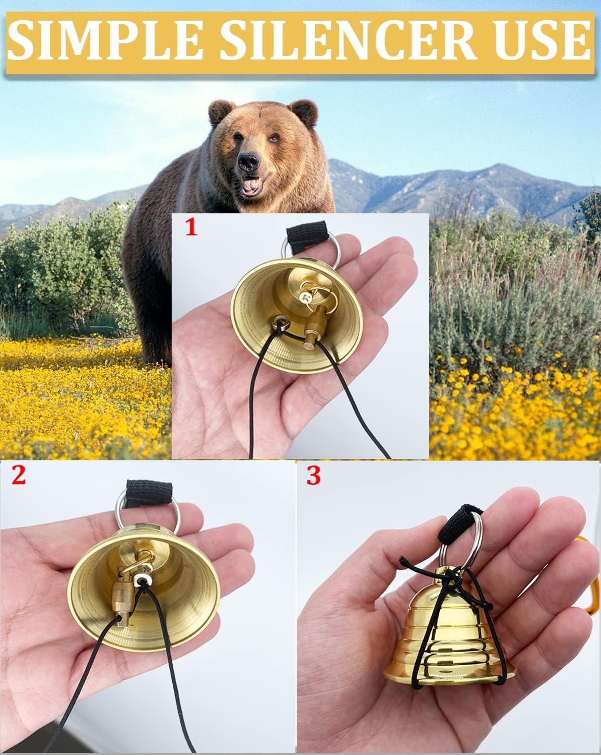 Solid Brass Bear Bells Set with Whistle for Hiking Dogs Includes