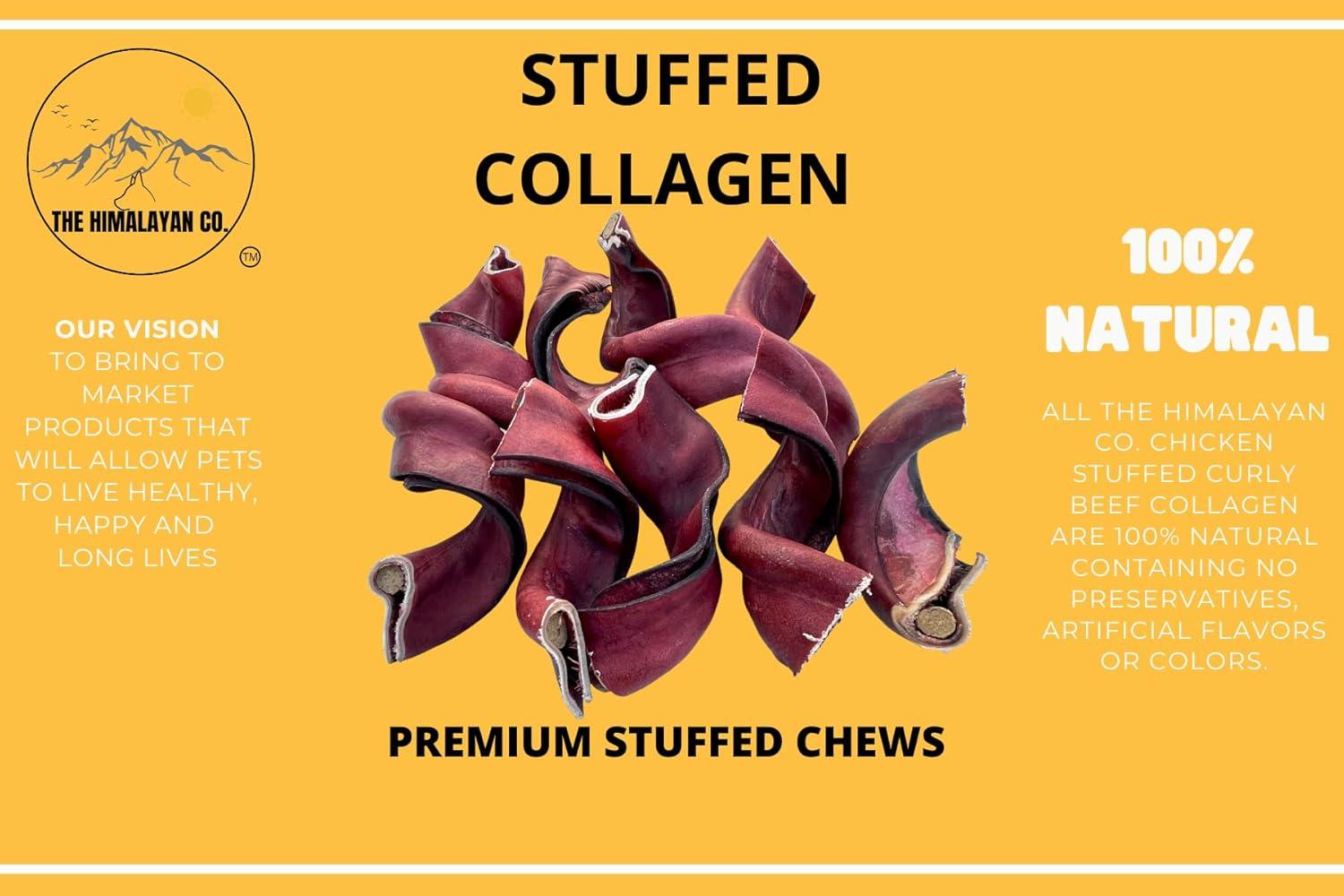 Curly Beef Collagen Sticks For Dogs - 9 Inch Rawhide Free Chews 5 Pack (500g) - Joint & Skin Health
