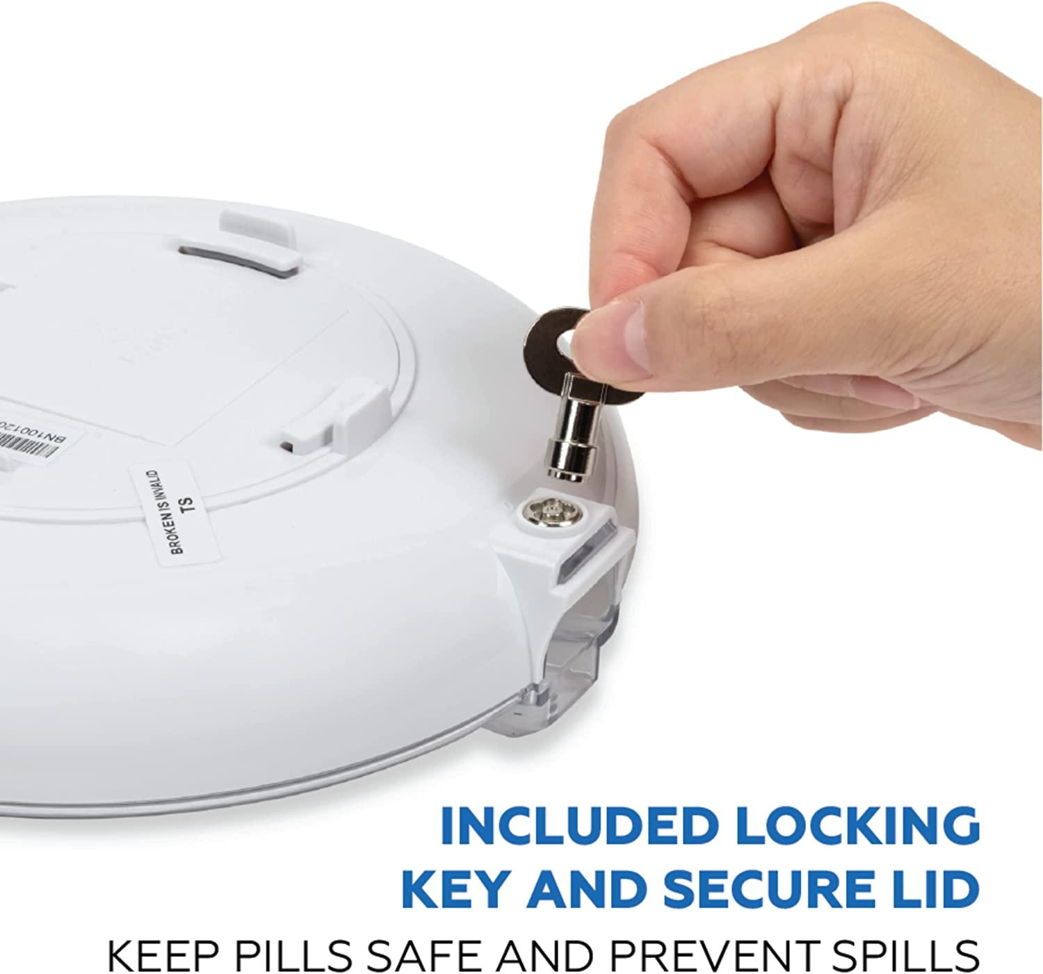 MedELert Premium Locking Automatic Pill Dispenser XL Solid White Lid