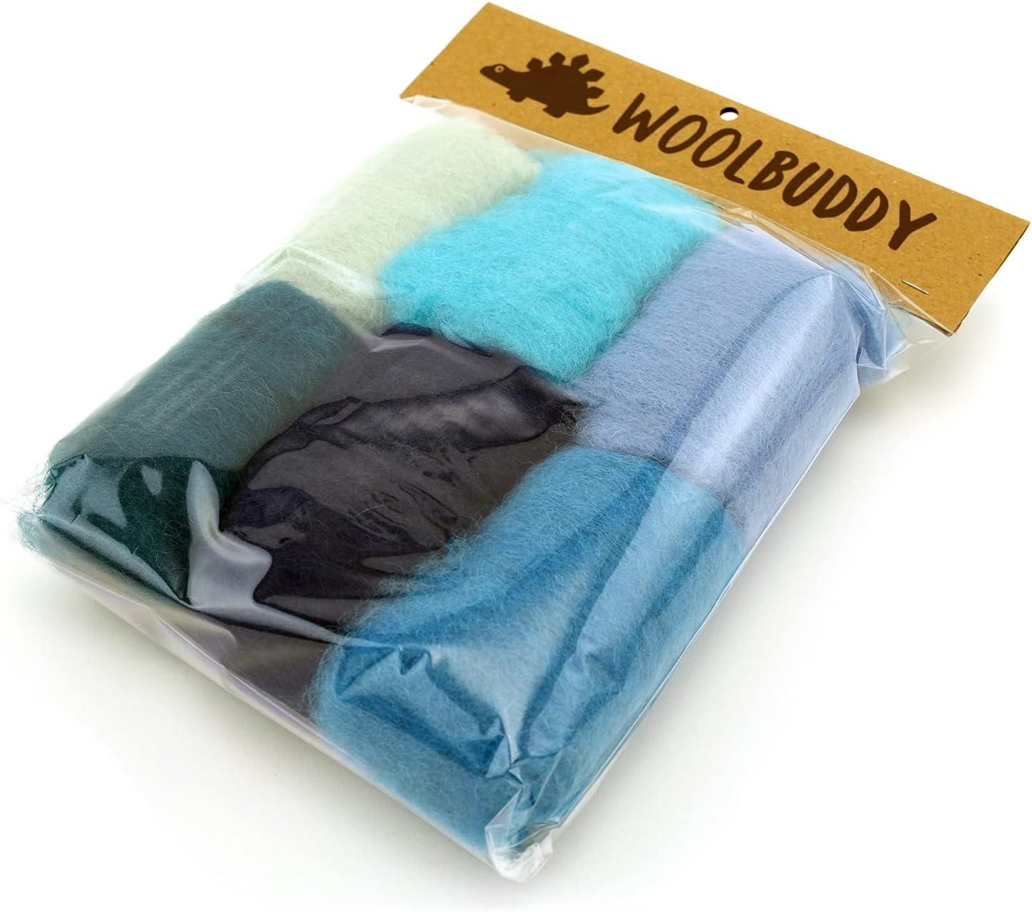 Woolbuddy Needle Felting Wool Roving Bag 60g Beautiful Roving Wool Handmade  Sheepwool Zero Waste Kit for Needle Felting Beginner and Adult Wet Felting  Felting Supplies and Felting Soap (Blue)