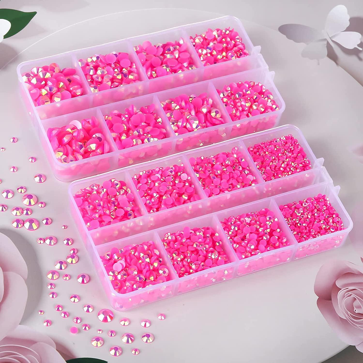 10400PCS Hot Pink Rhinestones, Jelly Resin Rhinestones for Nails, Flatback  Non Hotfix Crystals DIY Rhinestones for Crafts with 15 cm Pencil Sharpener  and Tweezer & Picker Pen (Rose AB)