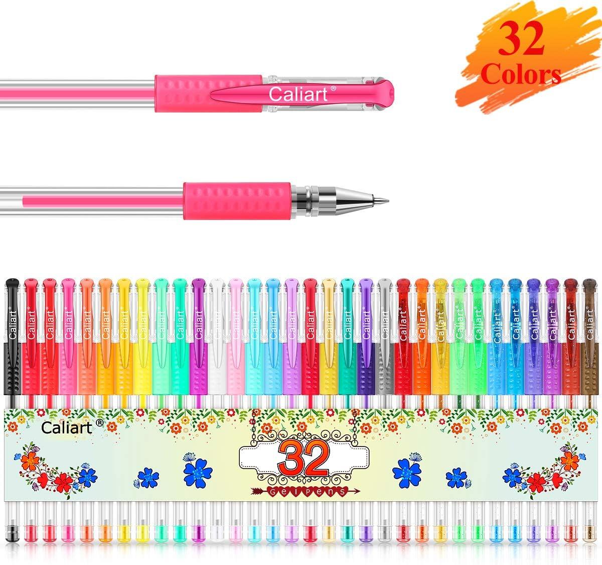 Caliart Gel Pens 32 Colors Gel Pen Set 40% More Ink Colored Gel Markers  Fine Point Pens for Kids Adult Coloring Books Drawing Doodling Crafting  Journaling Scrapbooking