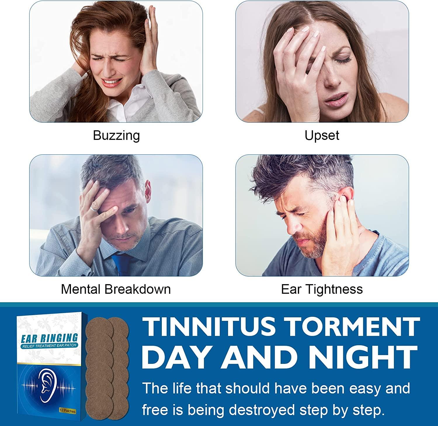 Tinnitus Relief Patches Herbal Treatment for Ringing Ears, Hearing Loss, and Ear Pain 6 Count