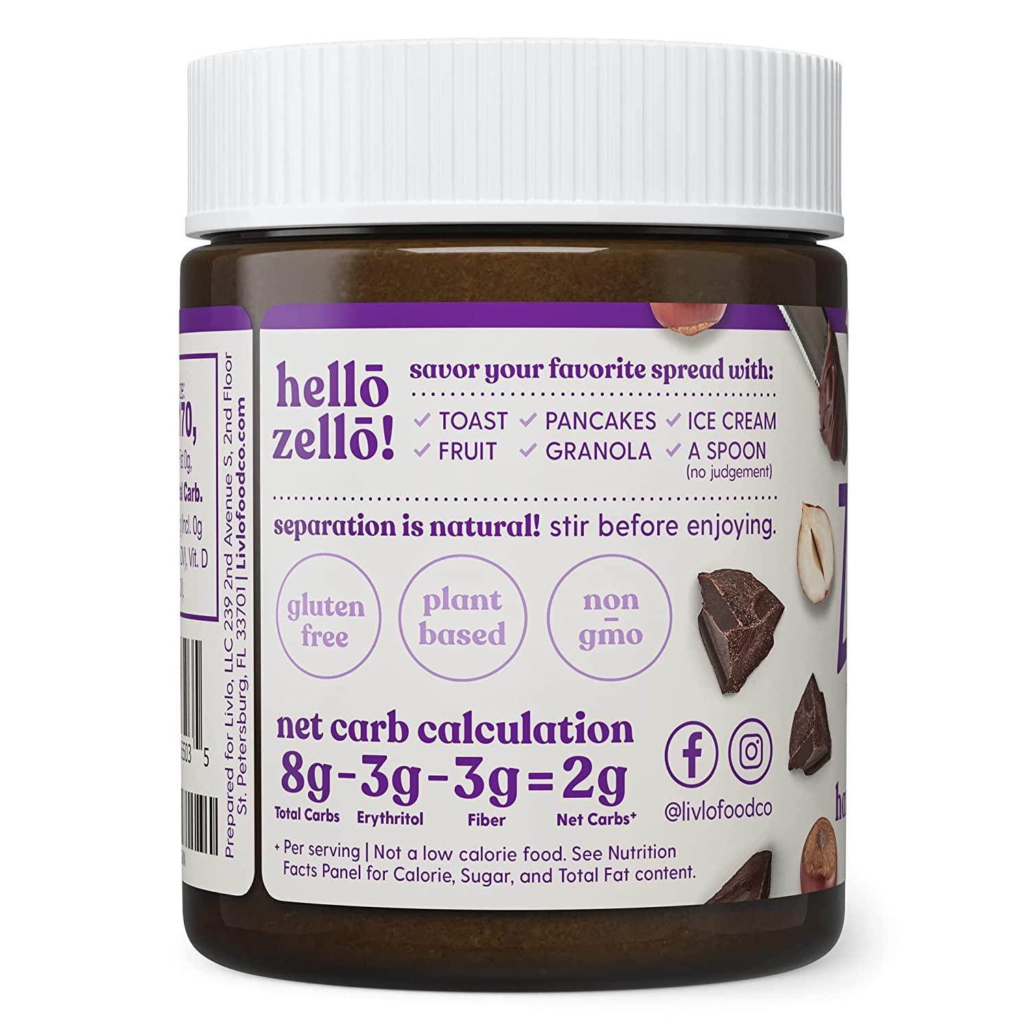 Livlo Zello Keto Chocolate Hazelnut Spread Keto Dessert with 2g Net