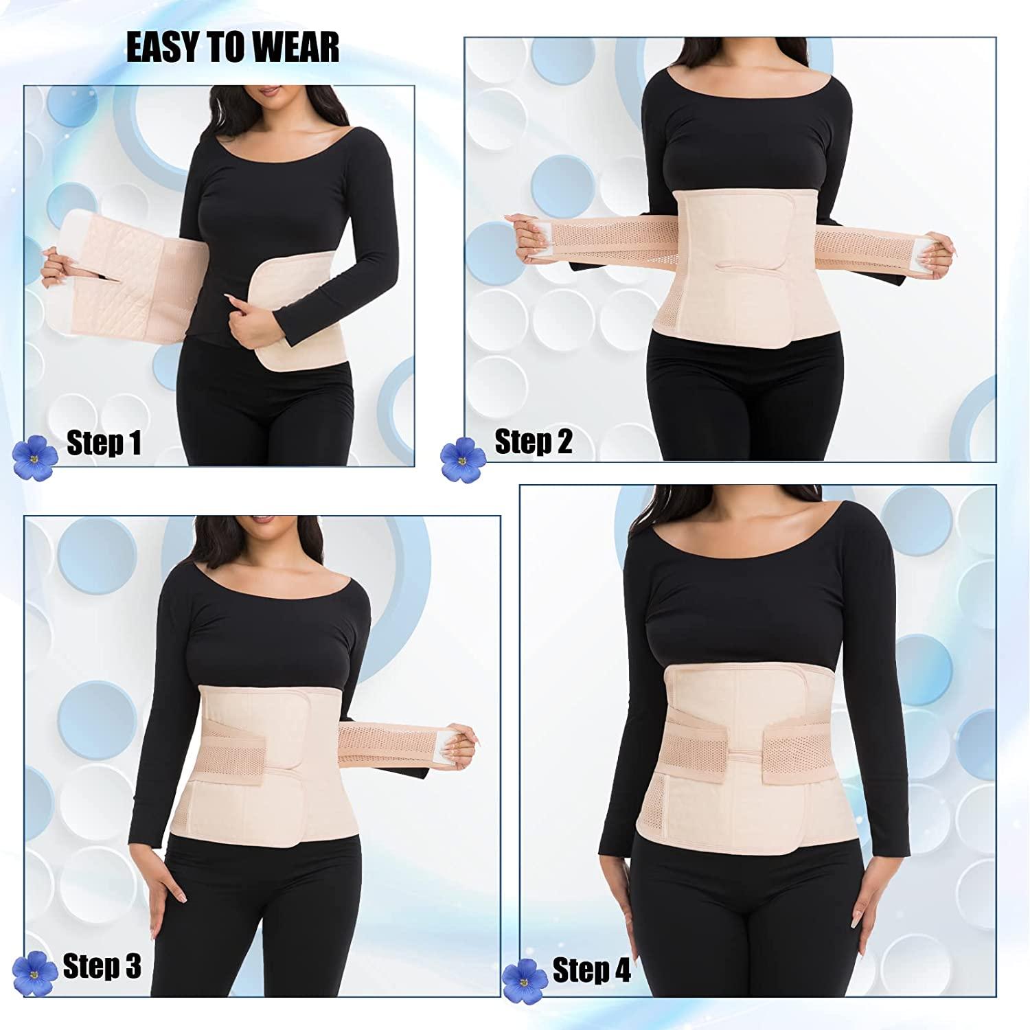 Postpartum Belly Band & Abdominal Binder Post Surgery Compression Wrap  Recovery Support Belt (for Waistline 25.5-33,S/M, Black) For waistline  25.5-33,S/M Black