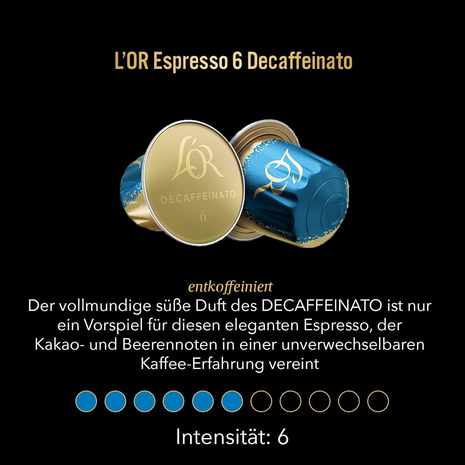 L'OR ESPRESSO Capsules De Café Decaffeinato Intensité 6 Compatibles Nespresso 20 Capsules 104g Pas Cher