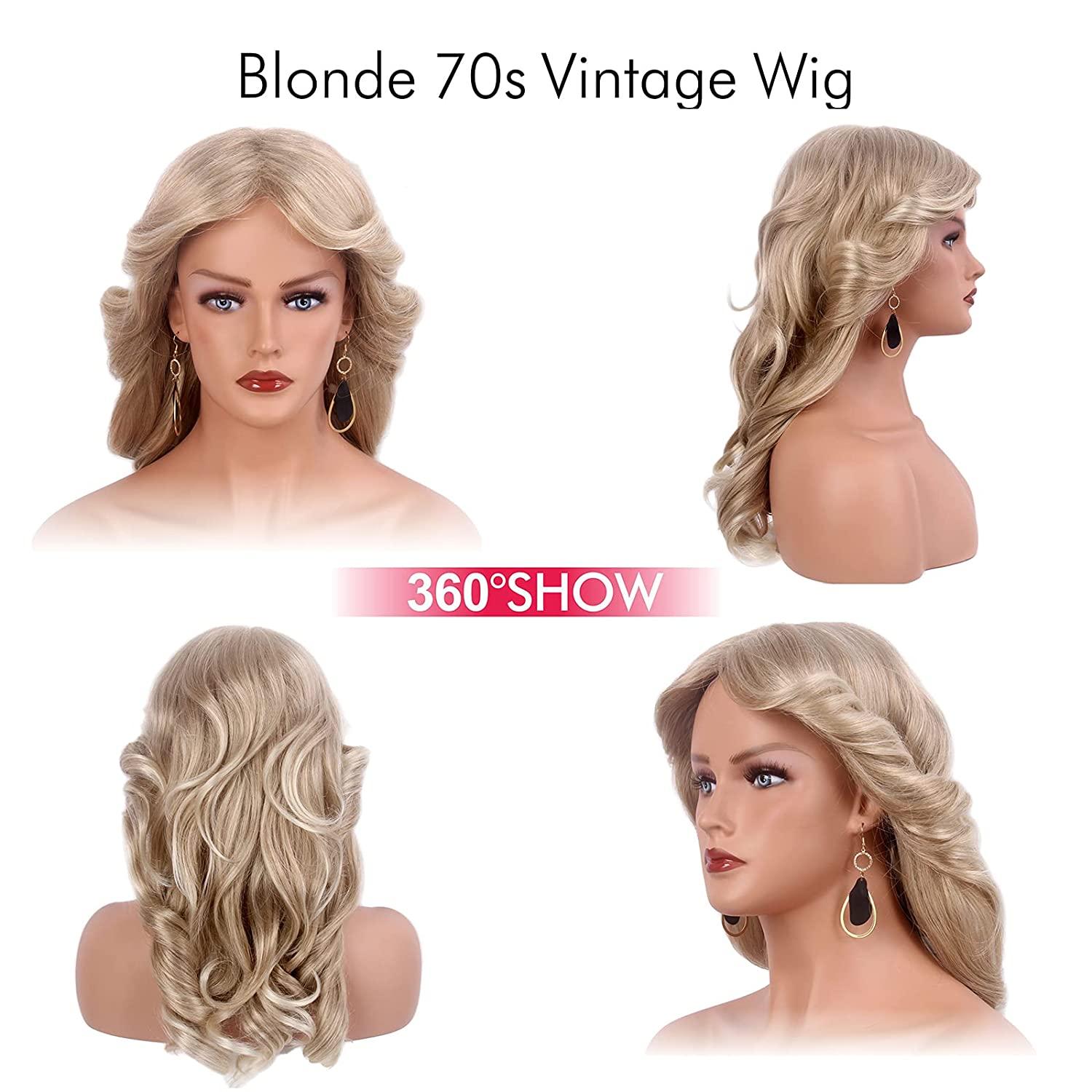 Blonde Hair 70s Feathered Hair Wig Farrah Fawcett Vintage Blonde