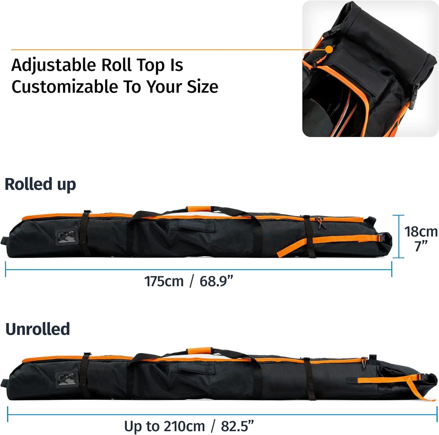 Ski Bag and Ski Boot Bag Combo for Air Travel Unpadded - Ski