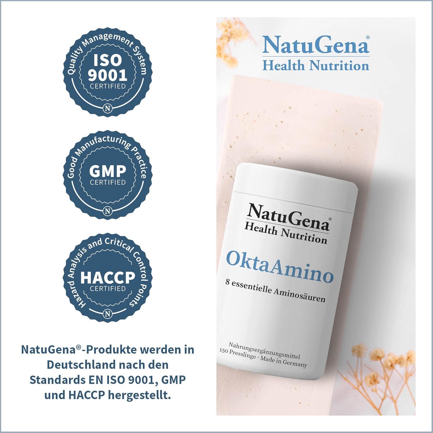 NatuGena OktaAmino - 8 Essential Amino Acids Supplement - 150 Tablets - 1  Month Supply for Optimal Health | Buy Now with Express International  Delivery | GoSupps.com