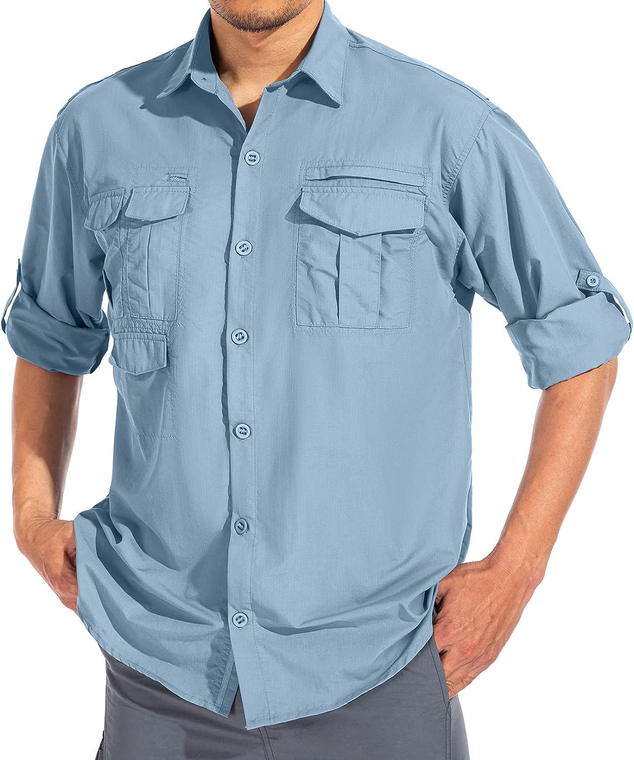 Men's long sleeve button hotsell down sun protection shirts