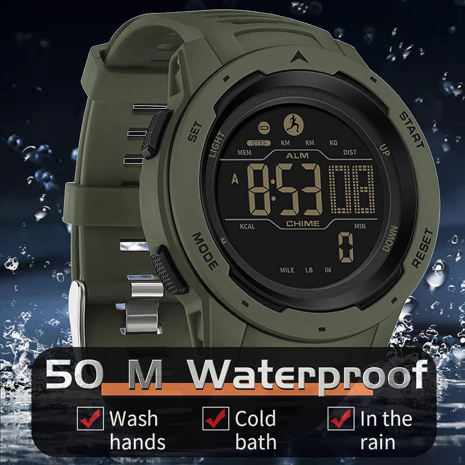 Mens Boys Watches Military Army Walking Sports Digital LED Waterproof Watch  