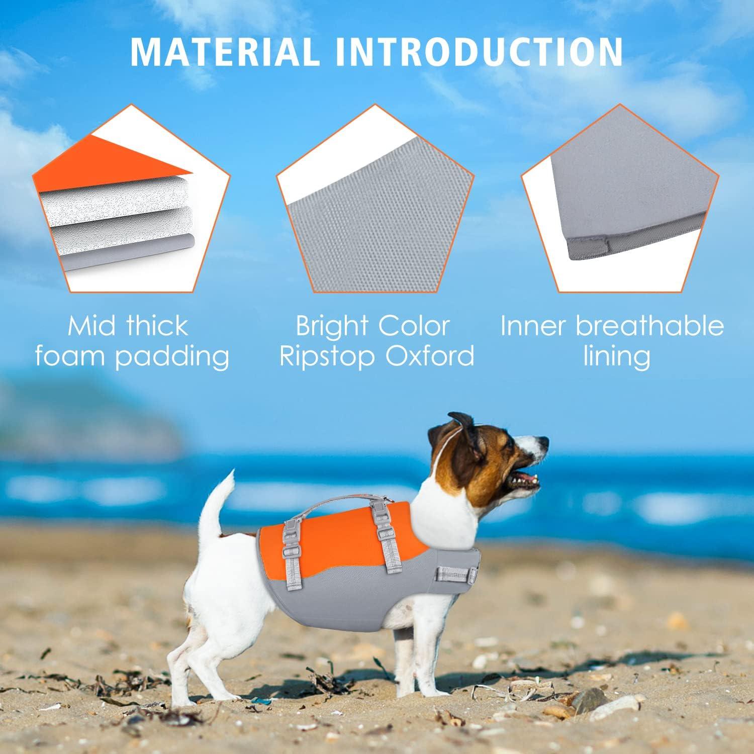 Dog Life Jacket, JuJubak Ripstop Dog Life Vest for Boating Swimming