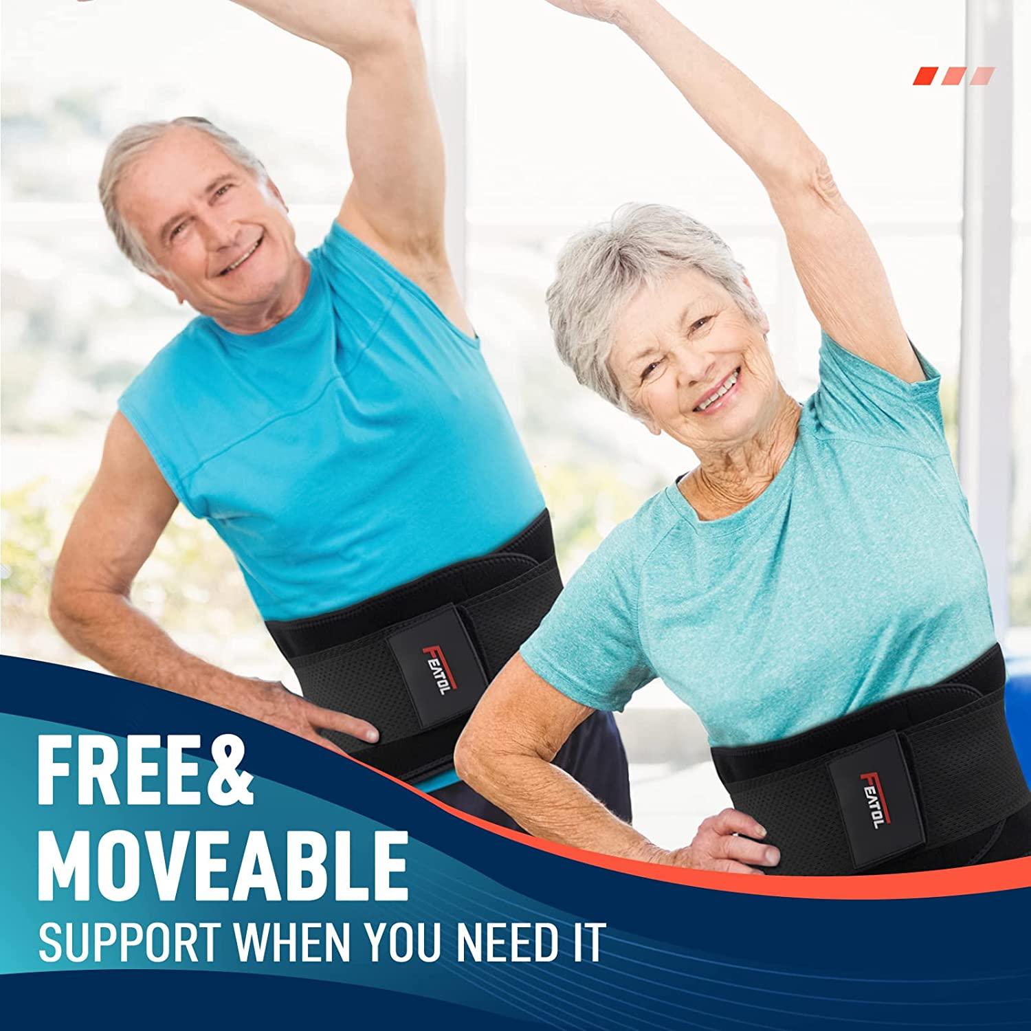 FEATOL Lower Back Pain Relief Brace with 3D Silicone Lumbar Pad