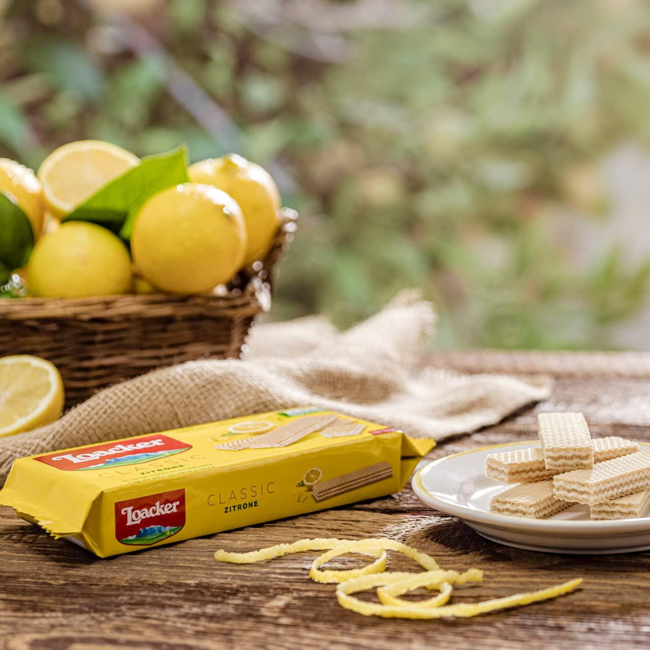 Loacker Premium Lemon Wafer Cookies Multipack of 12 snacks Crispy