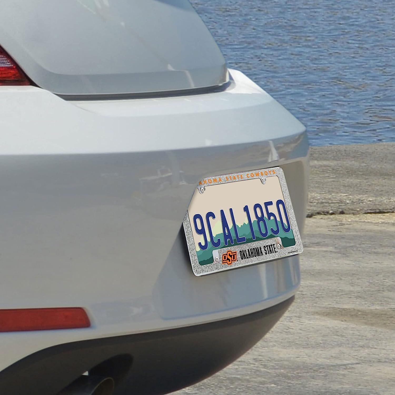 NCAA Bling Chrome License Plate Frame With Glitter - Team Colors