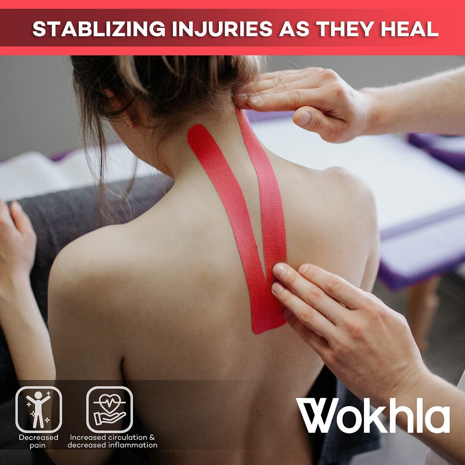 Blue Kinesiology Tapes Waterproof - Latex Free Muscle Physio Tape 5m Roll Strong Grip Medicated Glue Sports Tape Strapping For Ankle Knee Shoulder Includes E Manual With Instructions Blue - View #8