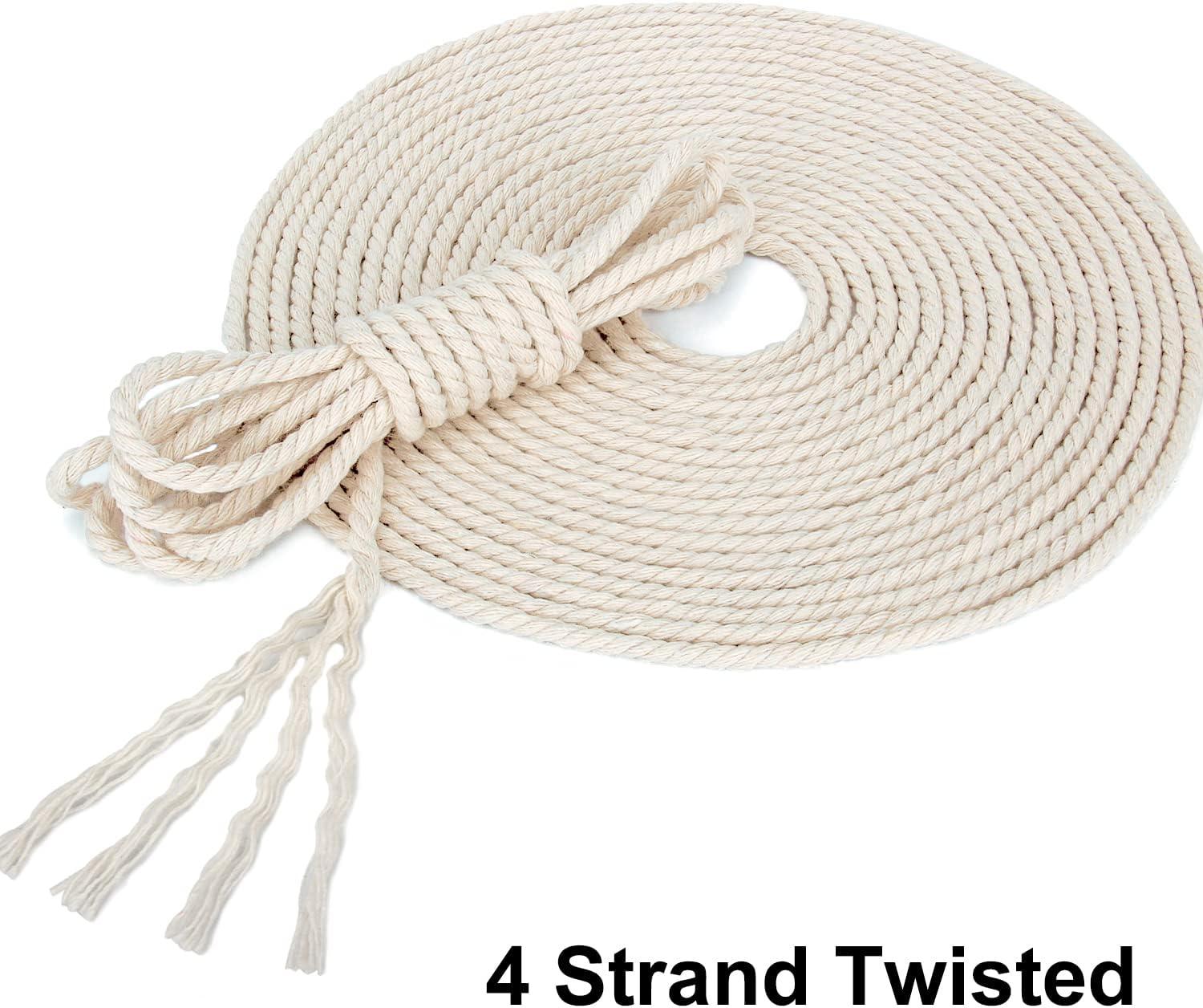 Blisstime Macrame Cord 3mm X 500 Yards Natural Cotton Macrame Rope 4 Strand Twisted  Cotton Cord Soft Undyed Cotton Rope for Wall Hangings Plant Hangers Crafts  Knitting Decorative Projects Off White 3mm 500 Yards