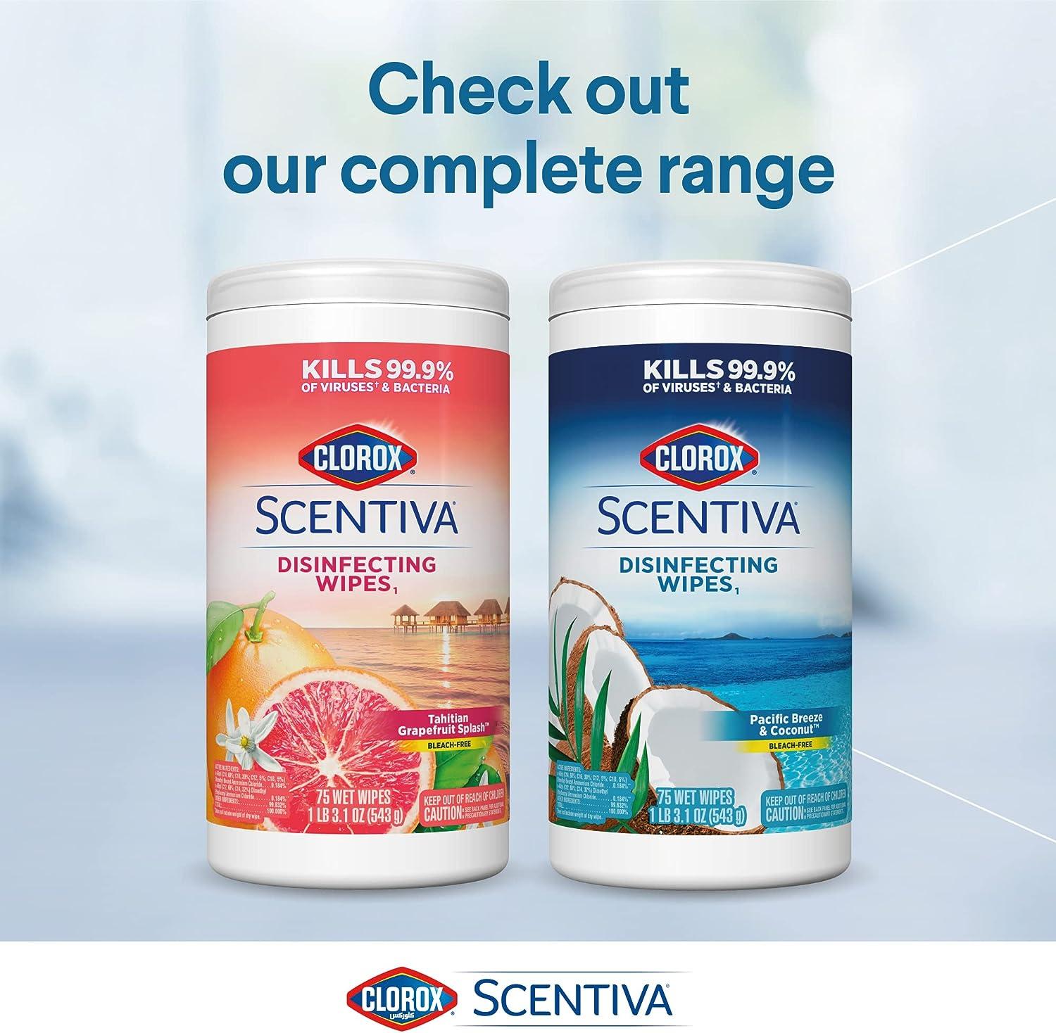 Clorox Scentiva Cleaning Wipes, Bleach Free Cleaning Wipes that Kill