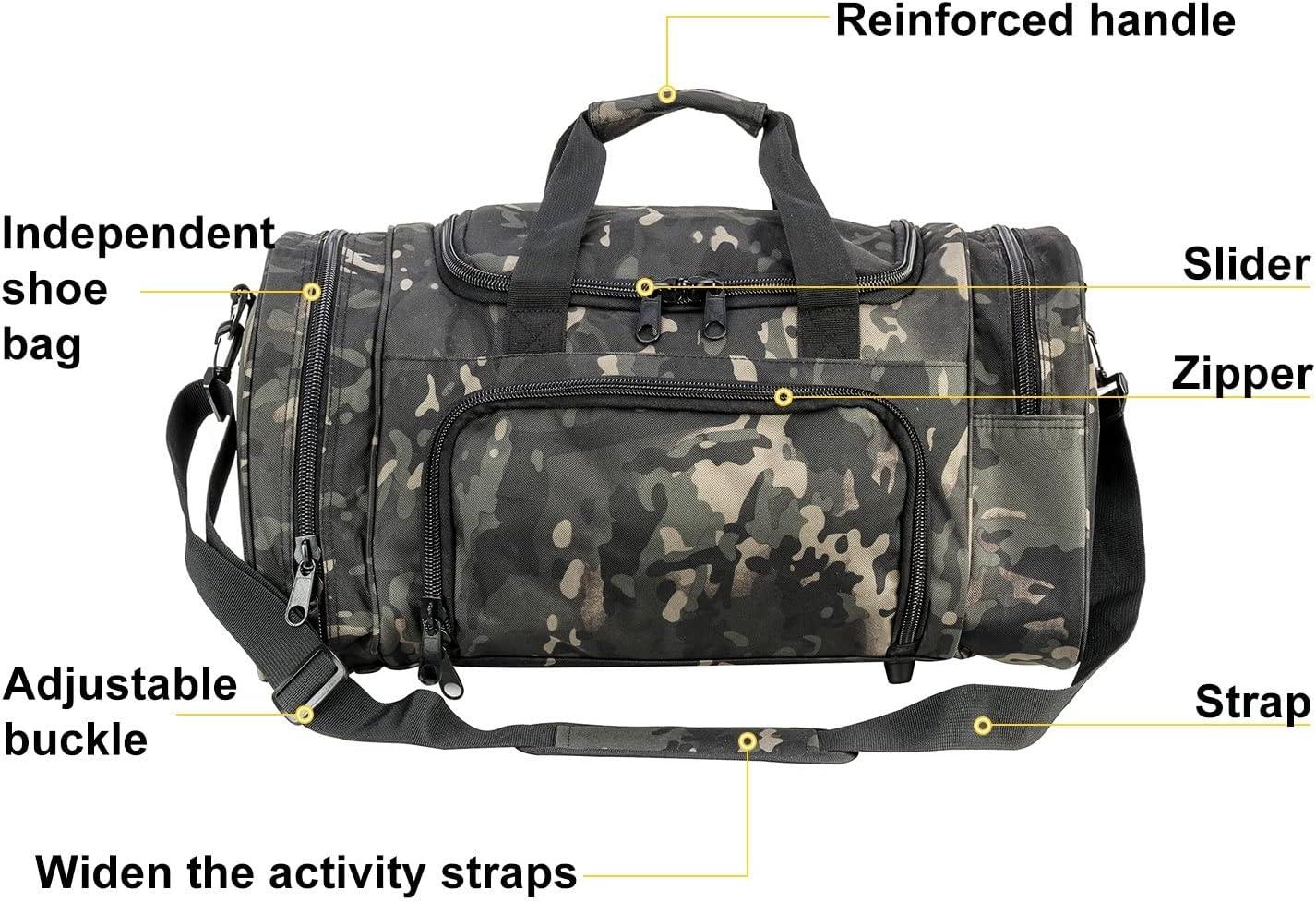 PANS Military Waterproof Duffel Bag with Shoes Compartment Black