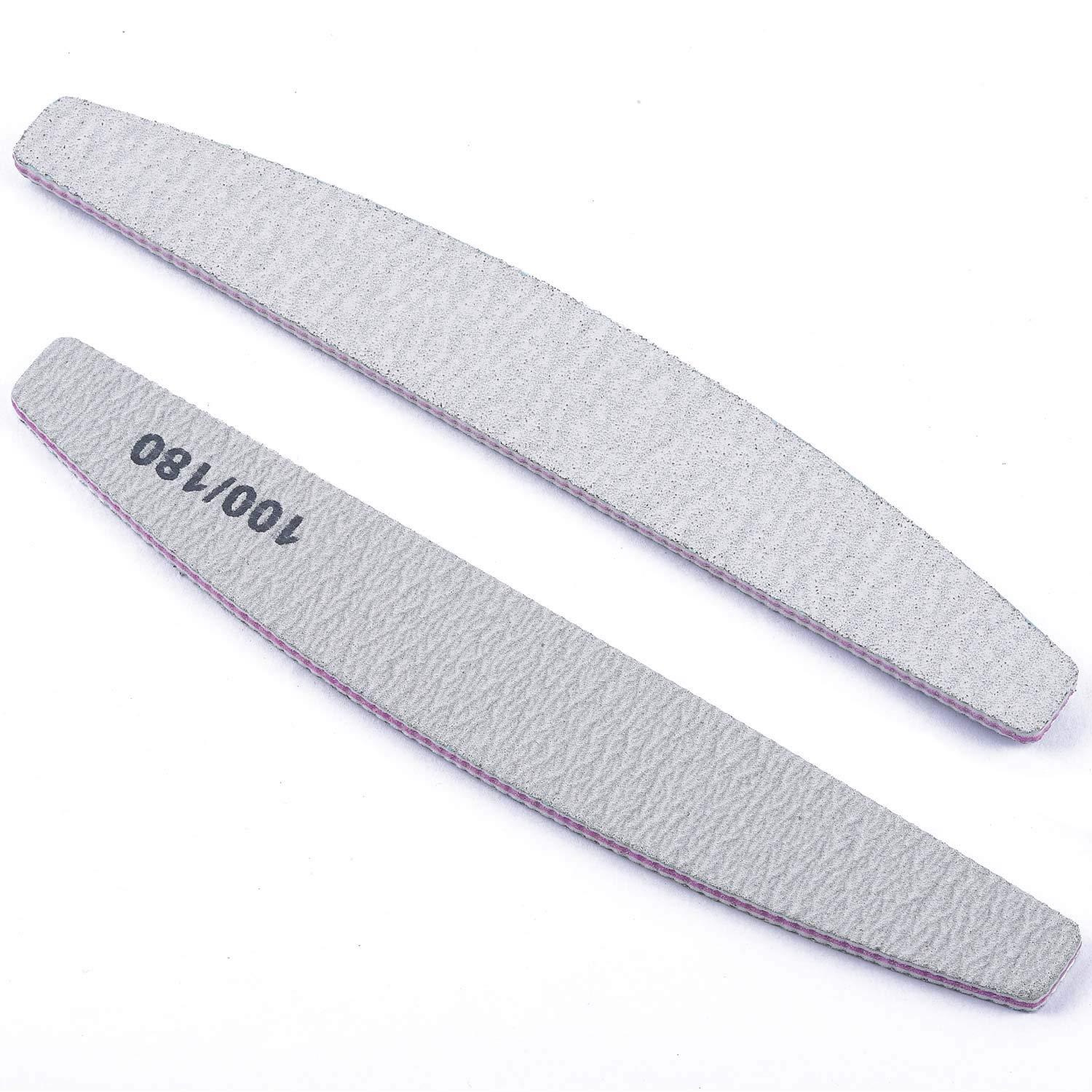 25 Pieces 100/180 Grits Nail Files and Buffers Professional Double Sided Emery Boards Manicure