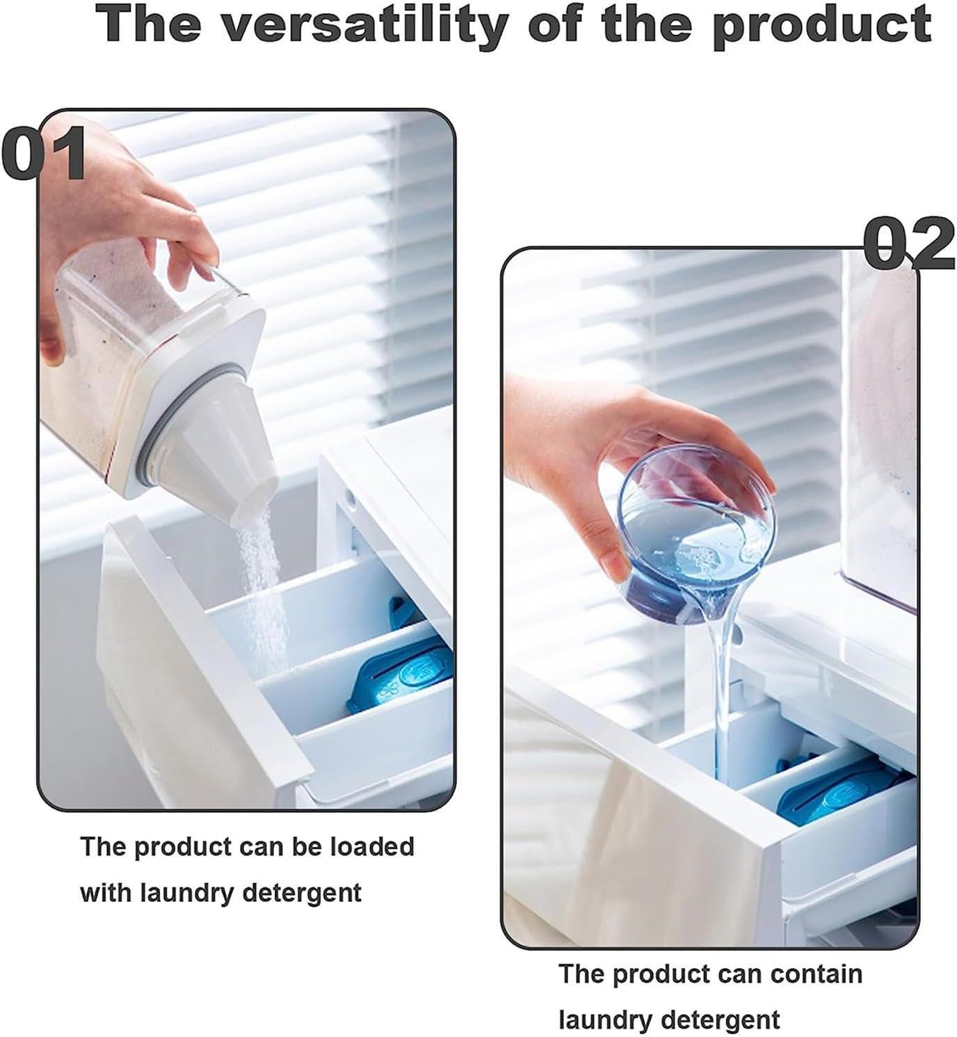 700/1100/1500/1900ml Airtight Laundry Detergent Dispenser With Measuring Cup Washing Powder