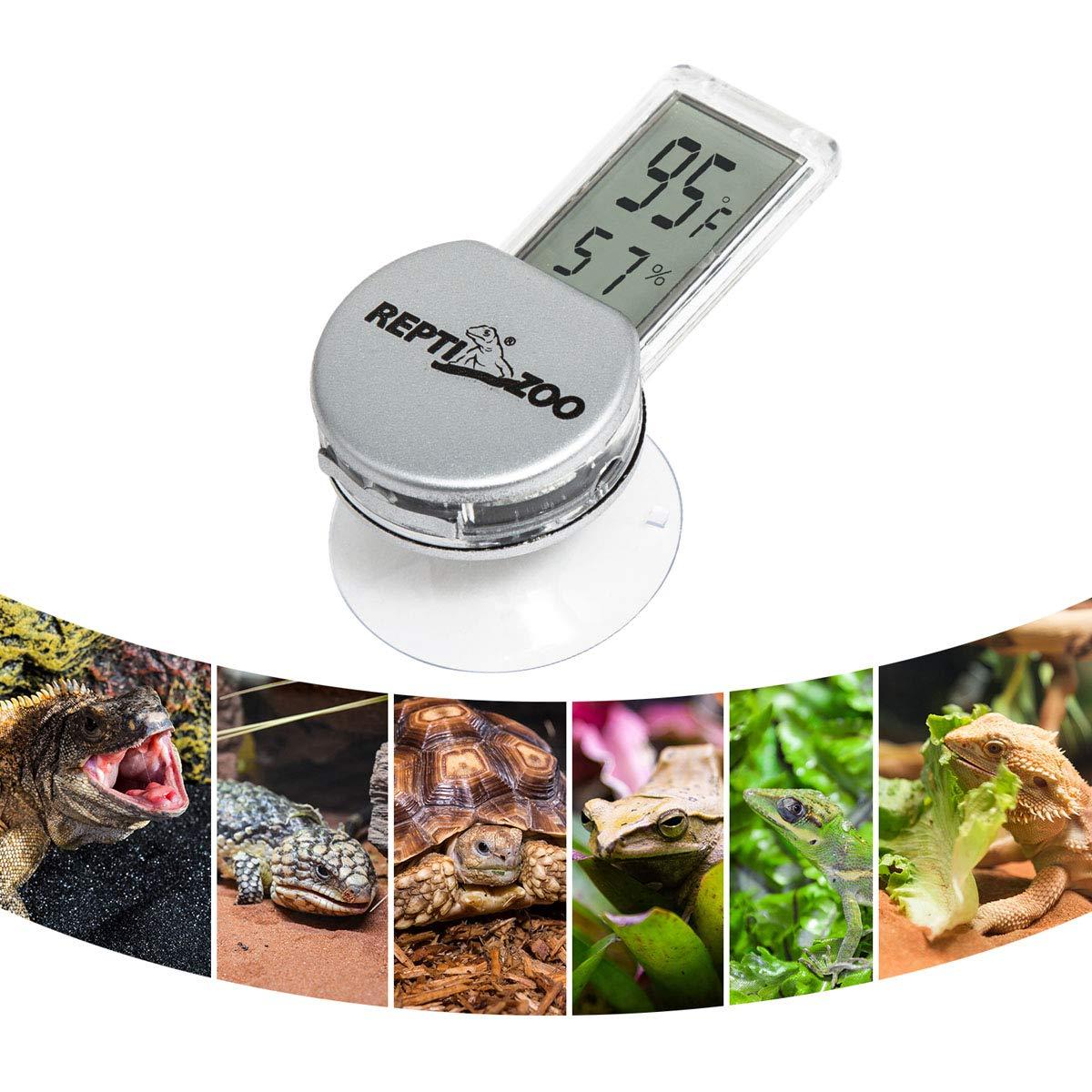 REPTI ZOO Reptile Thermometer Hygrometer with Suction Cup, Digital  Thermometer Hygrometer for Reptile Rearing Box Terrarium Tank Bearded  Dragon, Temperature & Humidity Gauge Fahrenheit () Grey