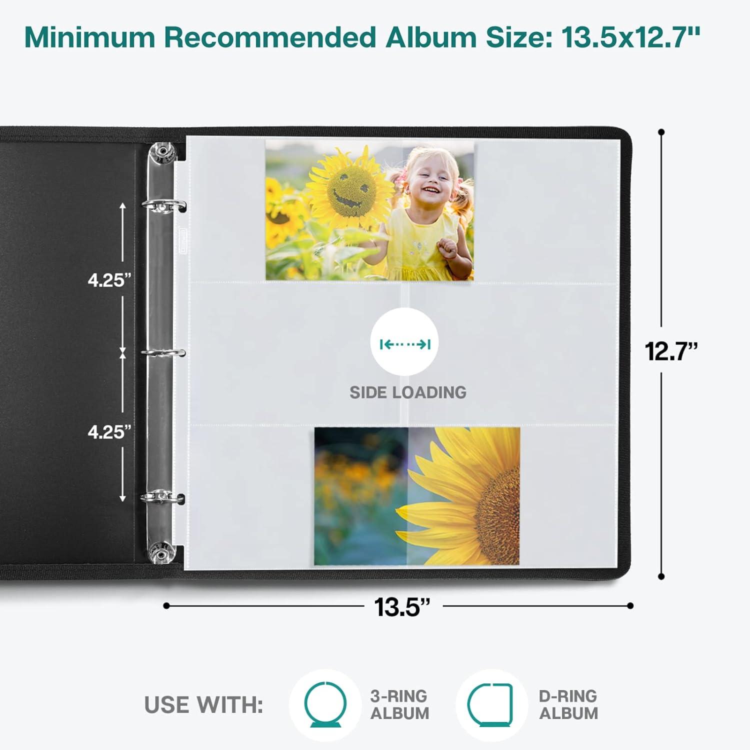 Dunwell 12x12 Photo Album Refill Pages 4x6 Landscape, 50 Pack