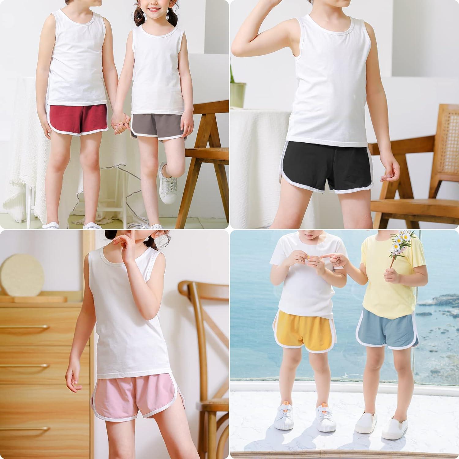 Auranso Toddler Boys Girls Active Running Shorts 3 Pack Kids Cotton Beach  Sports Casual Short Pants 4-5T 3 Pack D