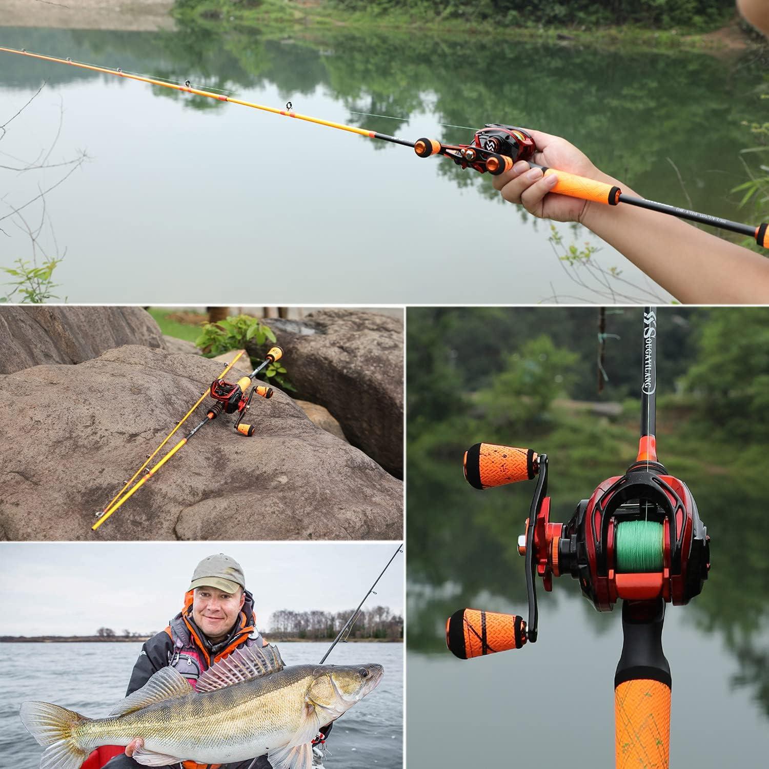 24 Ton Carbon Fiber Bass Fishing Rod - Two Piece Casting & Spinning Rod  with SuperPolymer Handle - B-Orange-Cast, 6'6 Medium | Buy Now with Express  International Delivery | GoSupps.com