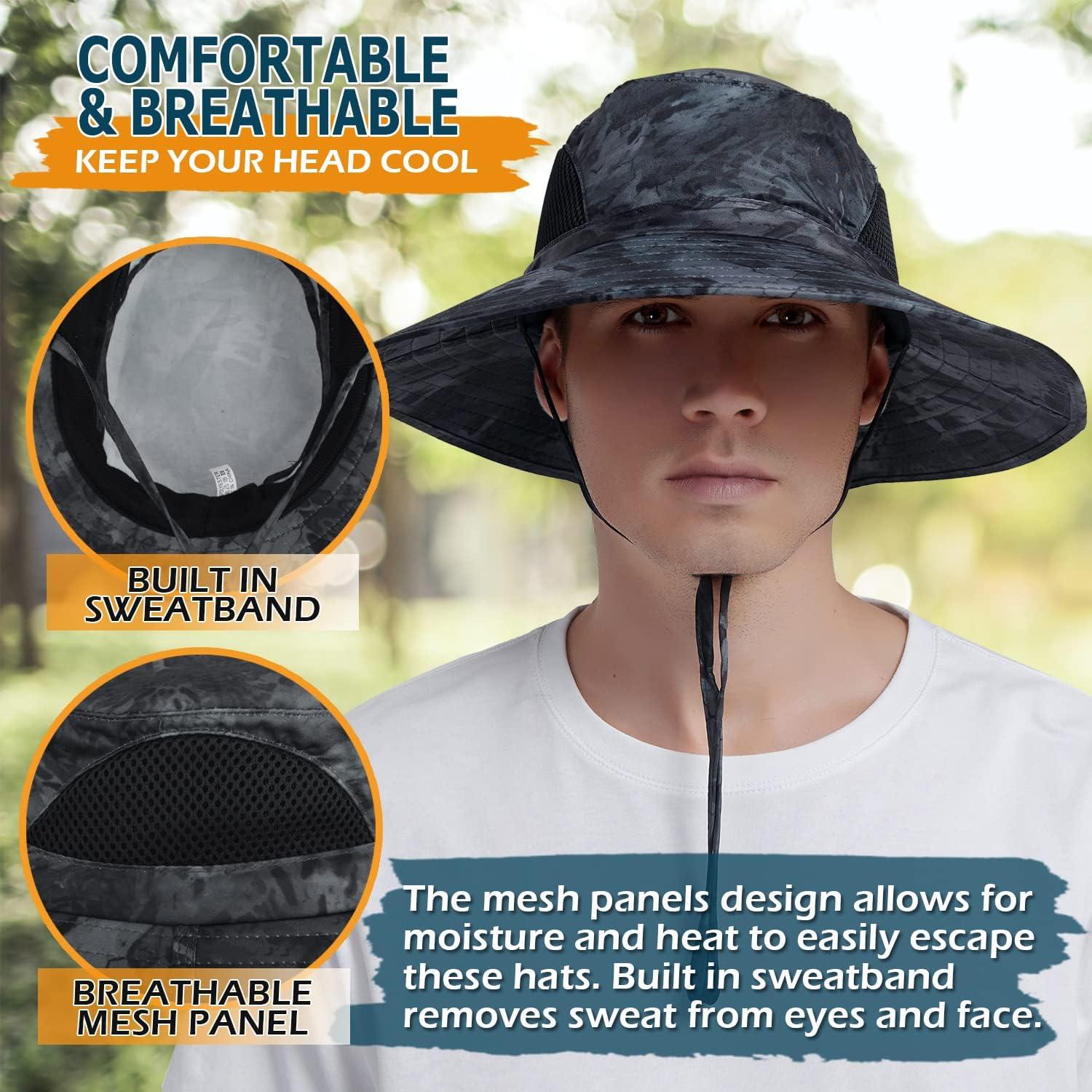 Fishing Hats for Men and Women Men's Hiking Hat with Wide Brim Face Cover Beach Sun Hat Safari Hunting Gardening Foldable Bucket Hat