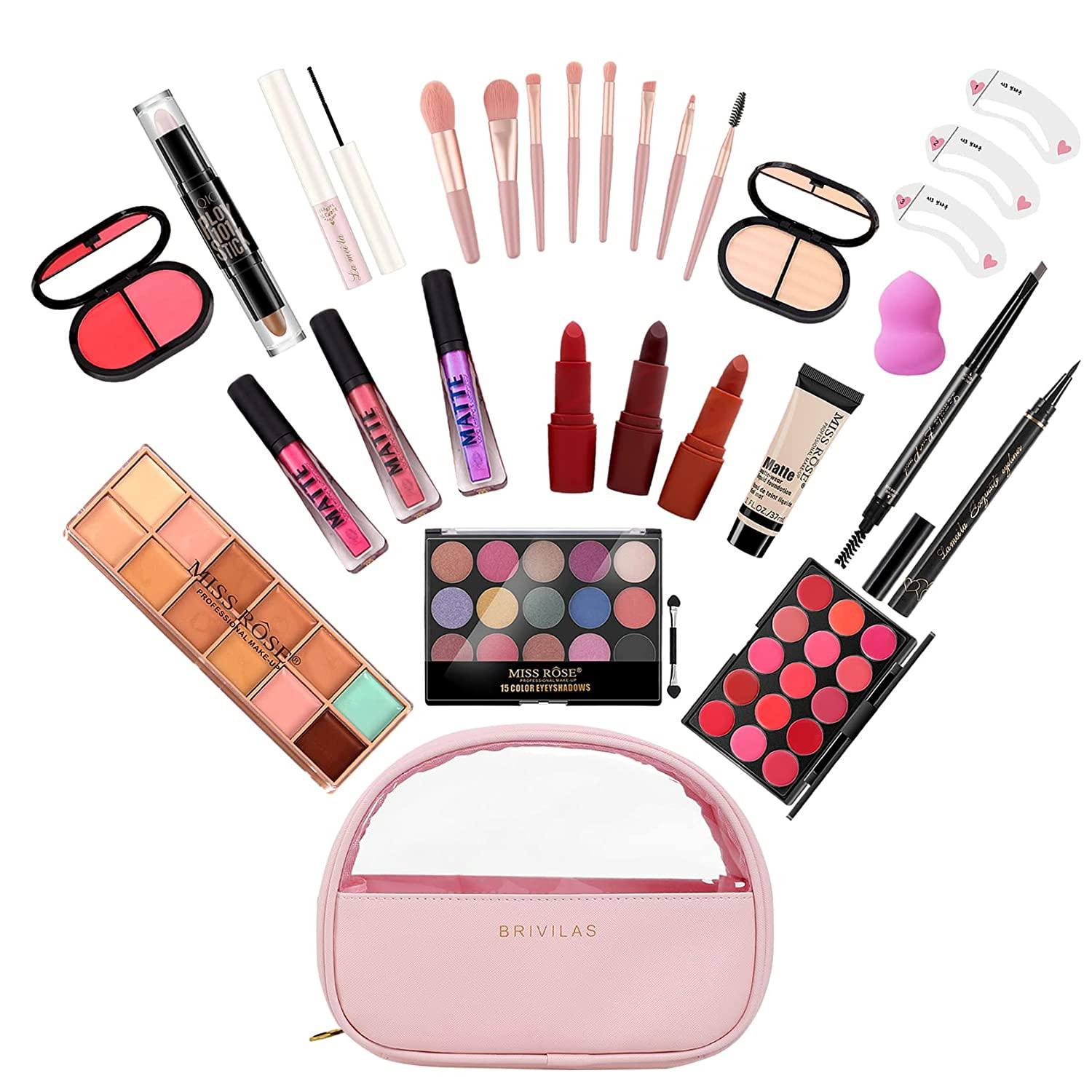 MISS ROSE M All In One Makeup Kit, Makeup Kit for Women Full  Kit,Multipurpose Women's Makeup Sets,Beginners and Professionals Alike,Easy  to Carry(Pink)